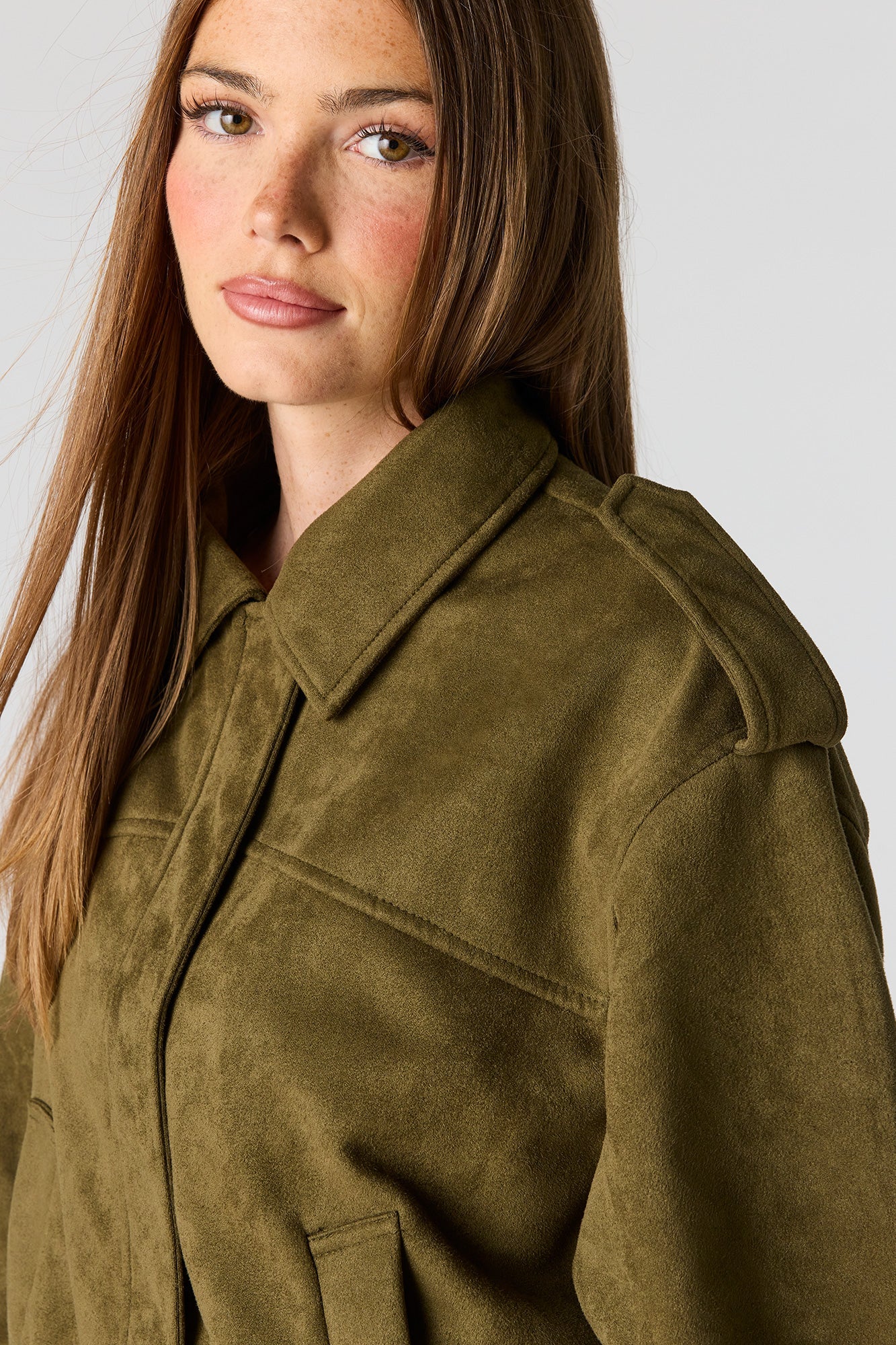 Faux Suede Bomber Jacket