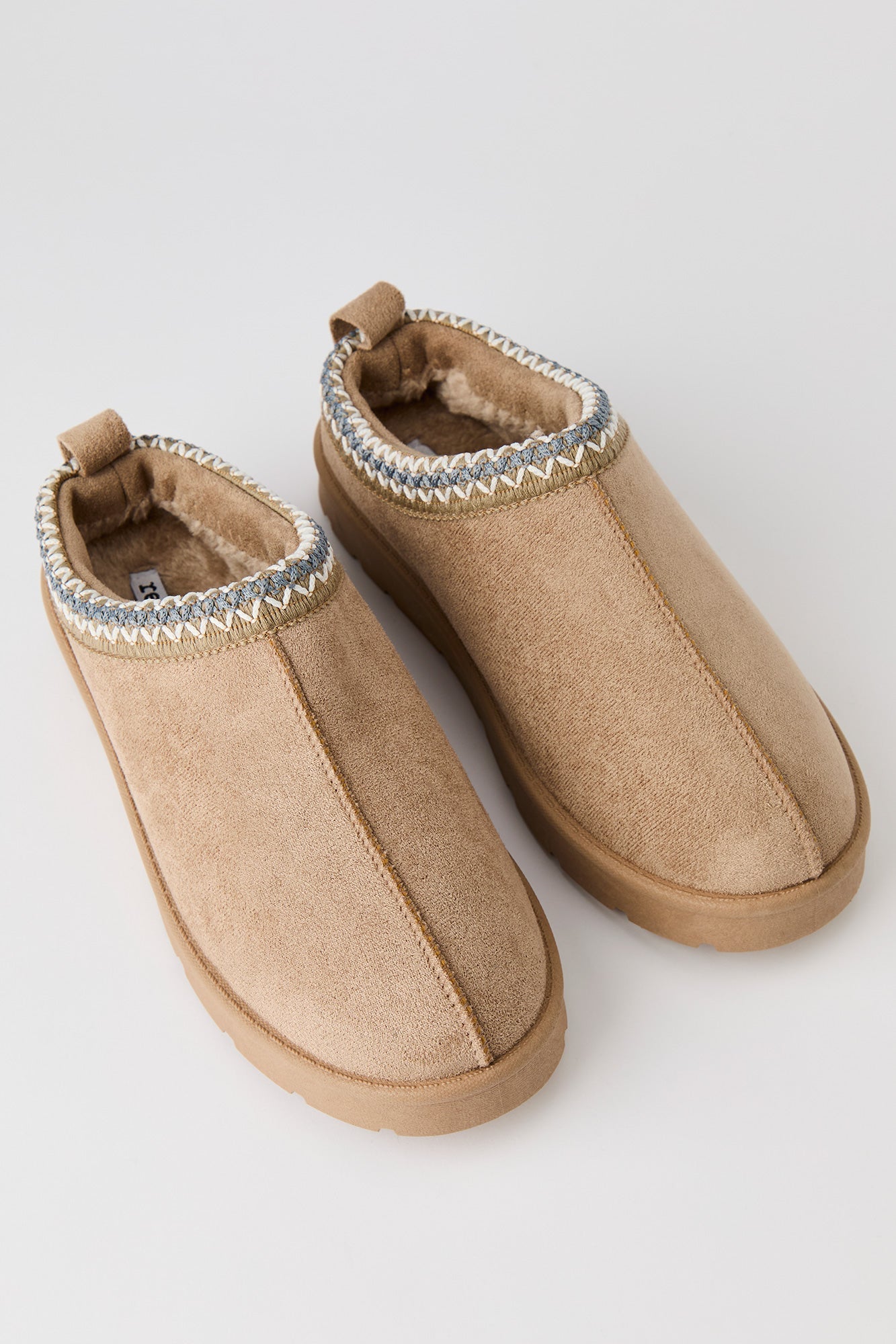 Faux Suede Embroidered Slipper Booties