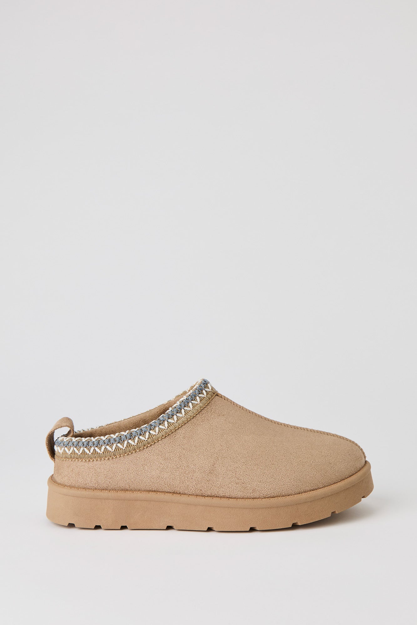 Faux Suede Embroidered Slipper Booties