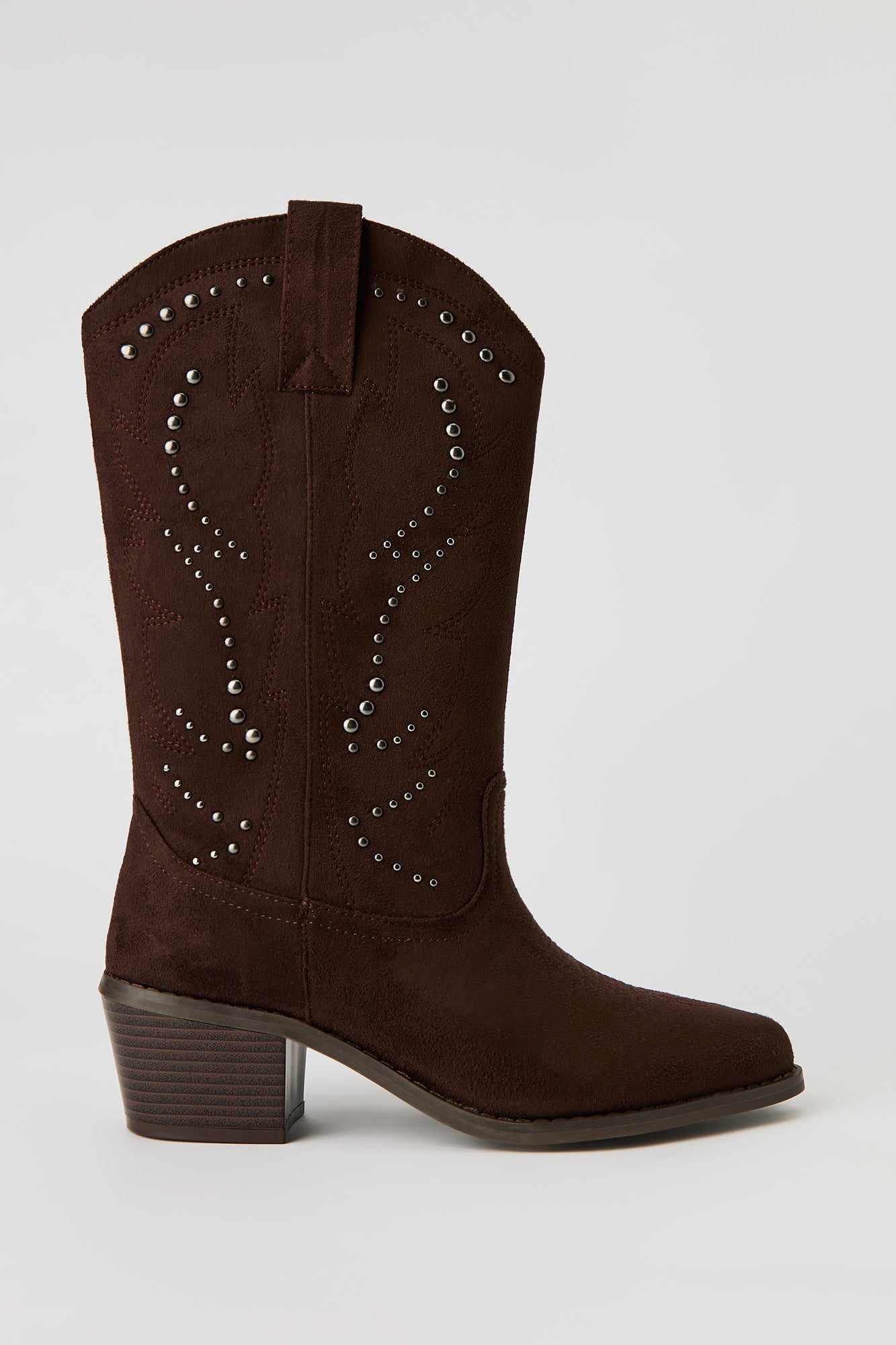 Faux Suede Studded Cowboy Boot