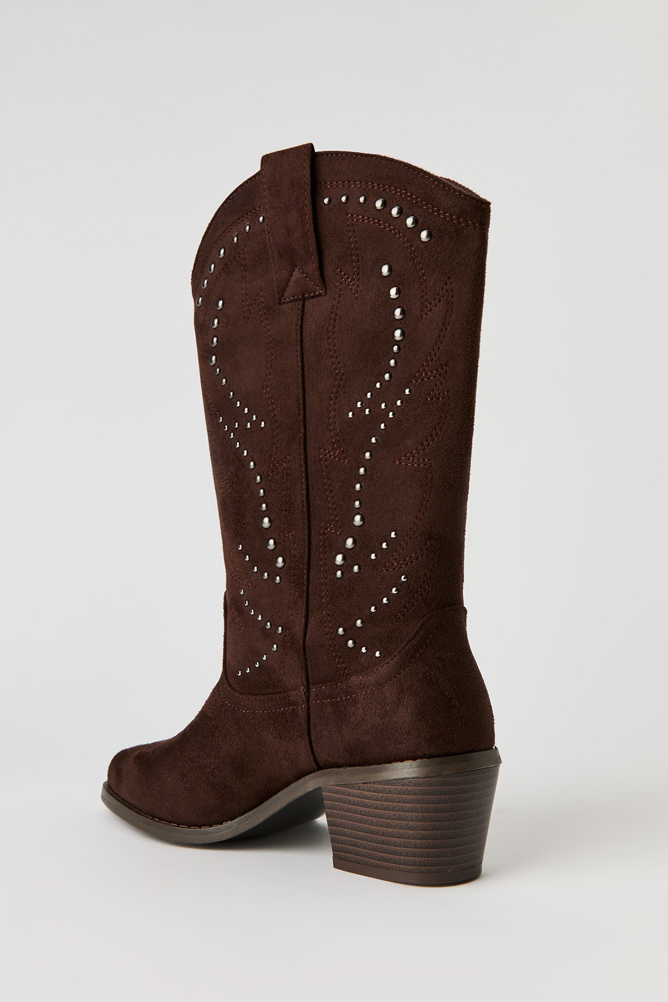 Faux Suede Studded Cowboy Boot