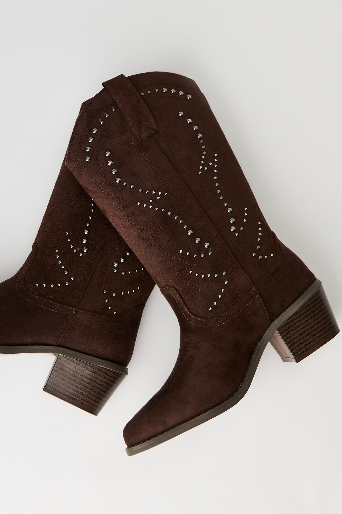 Faux Suede Studded Cowboy Boot