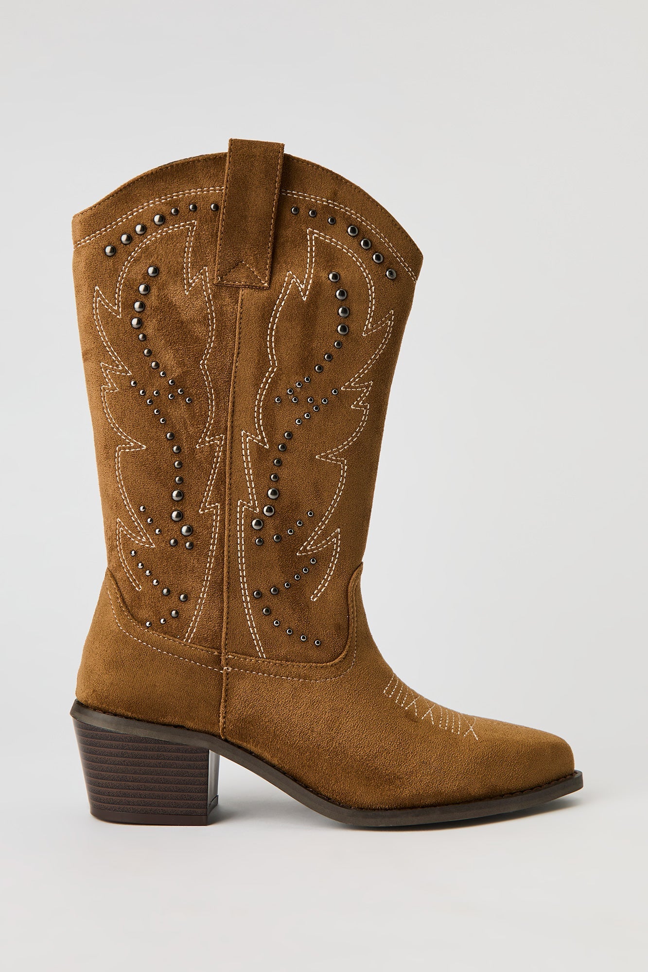 Faux Suede Studded Cowboy Boot