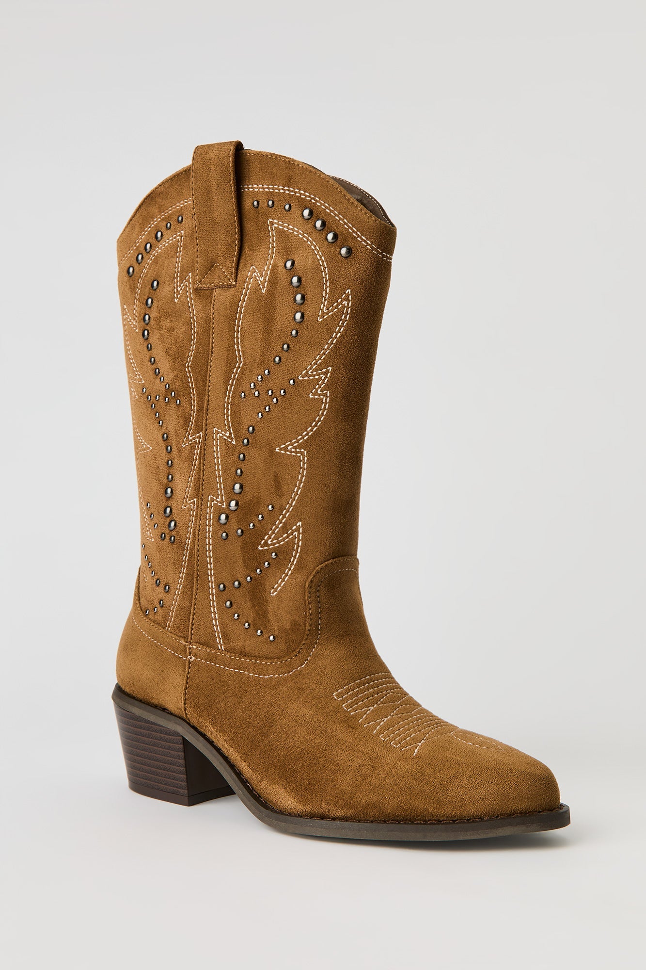 Faux Suede Studded Cowboy Boot