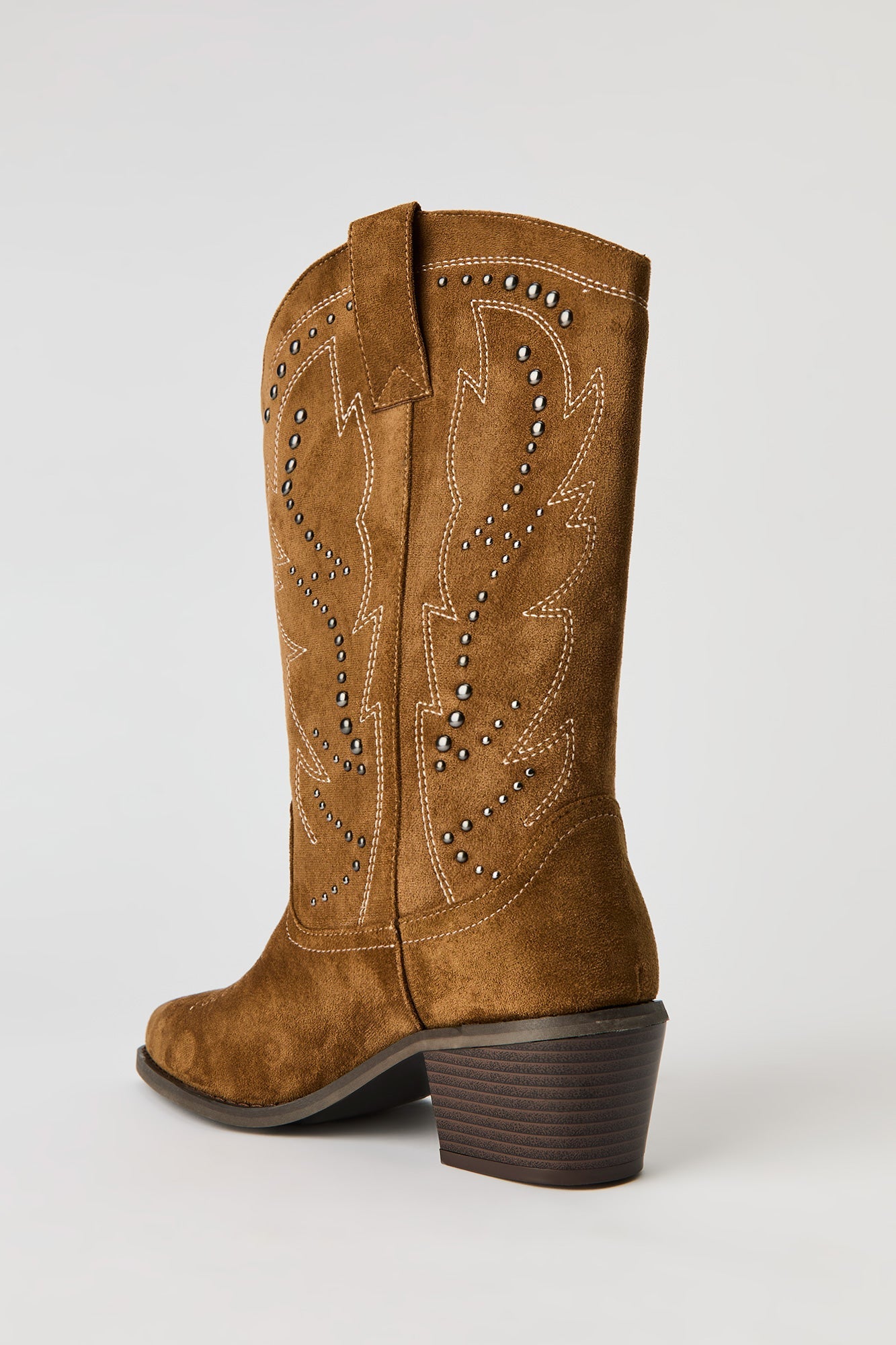 Faux Suede Studded Cowboy Boot