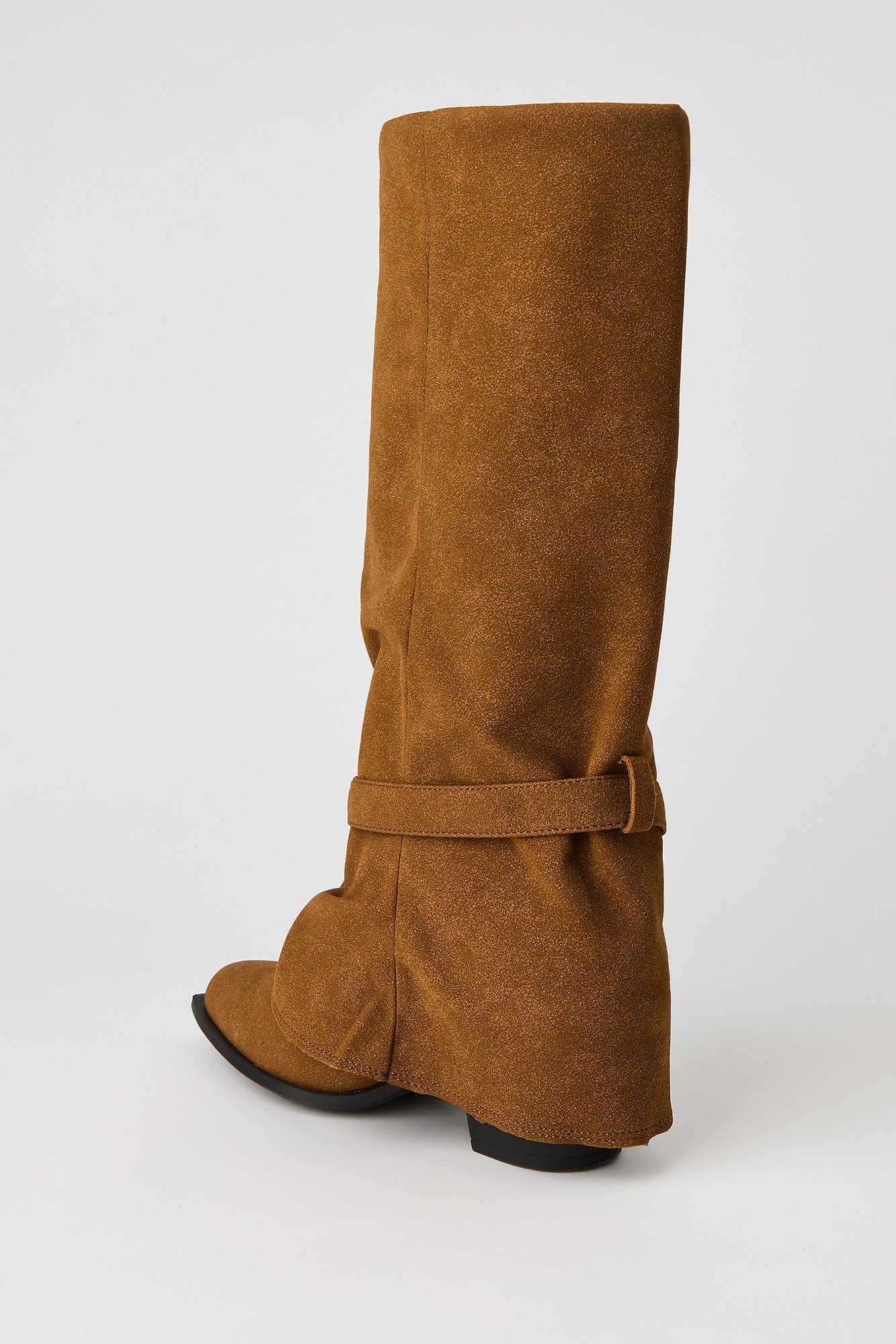 Faux Suede Strap Heel Boot
