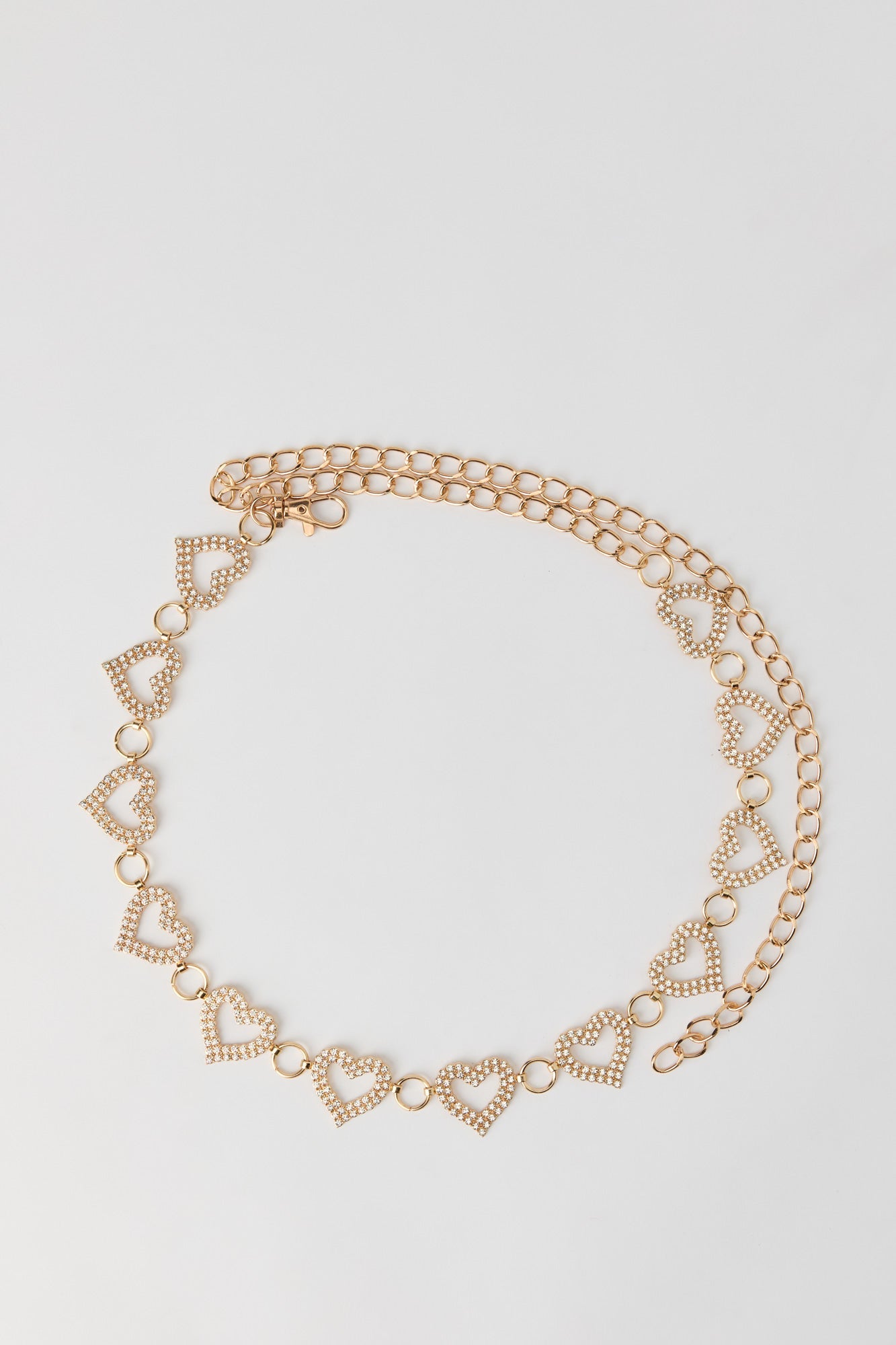 Rhinestone Heart Chain Belt