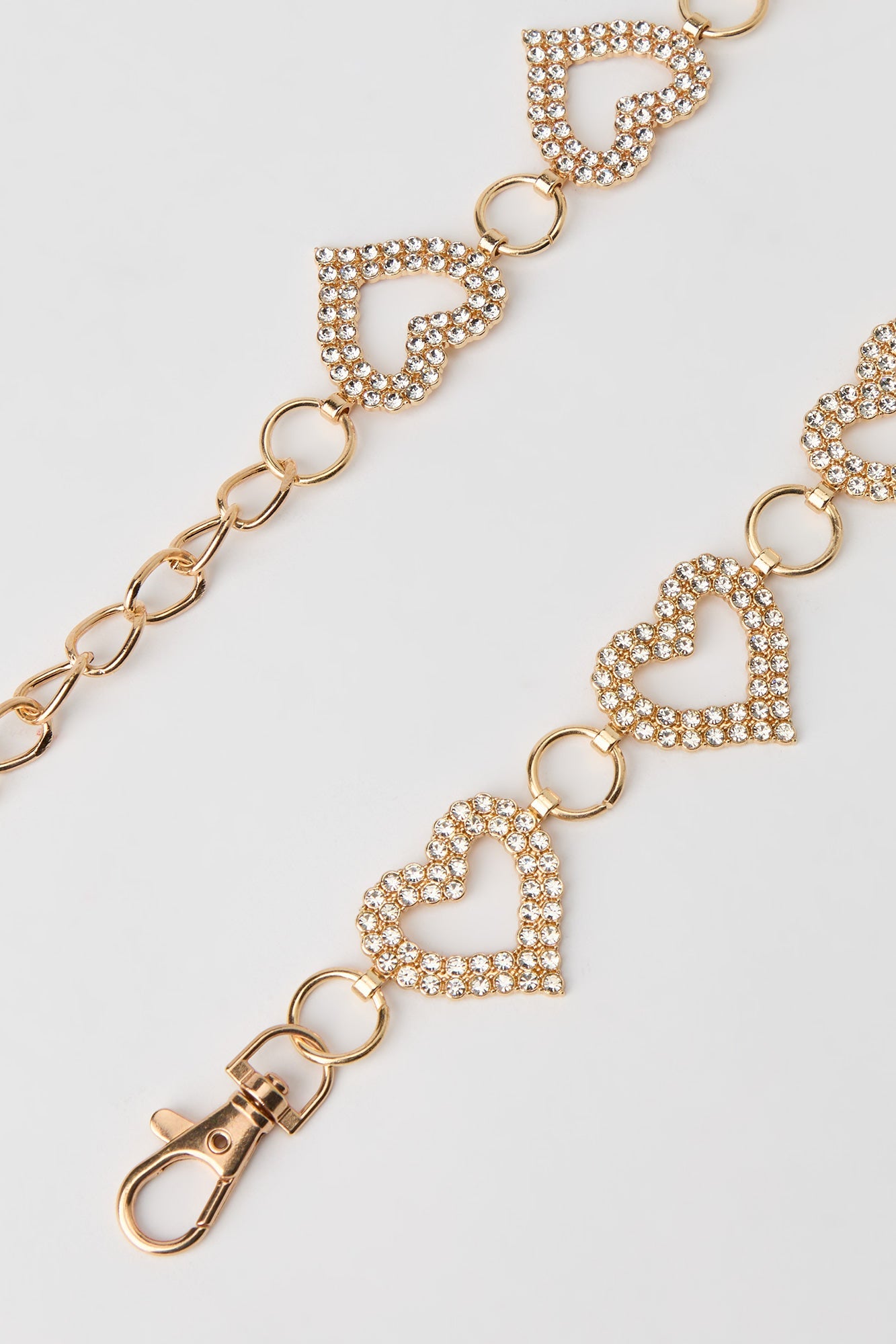 Rhinestone Heart Chain Belt