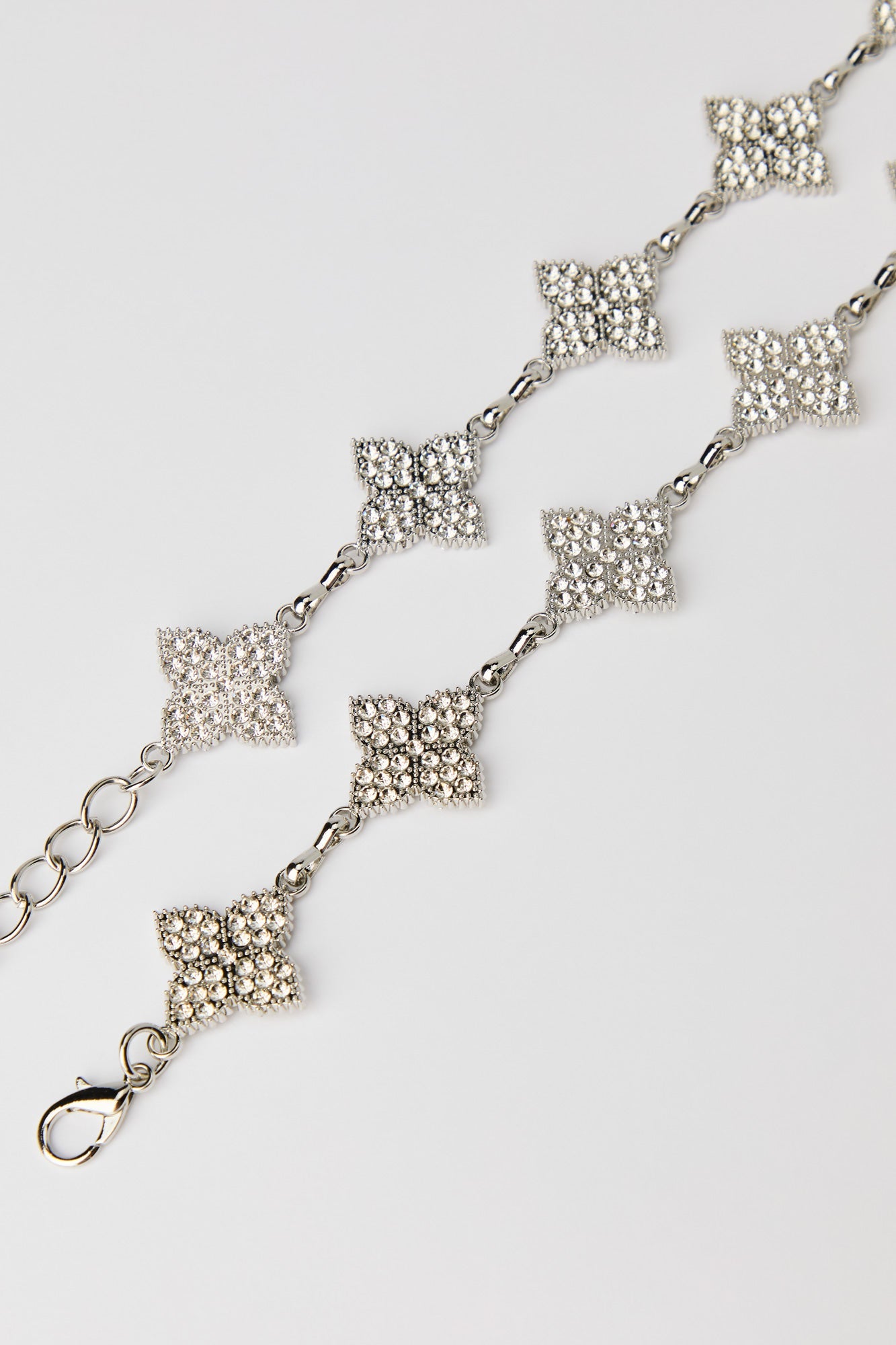 Rhinestone Clover Chain Belt