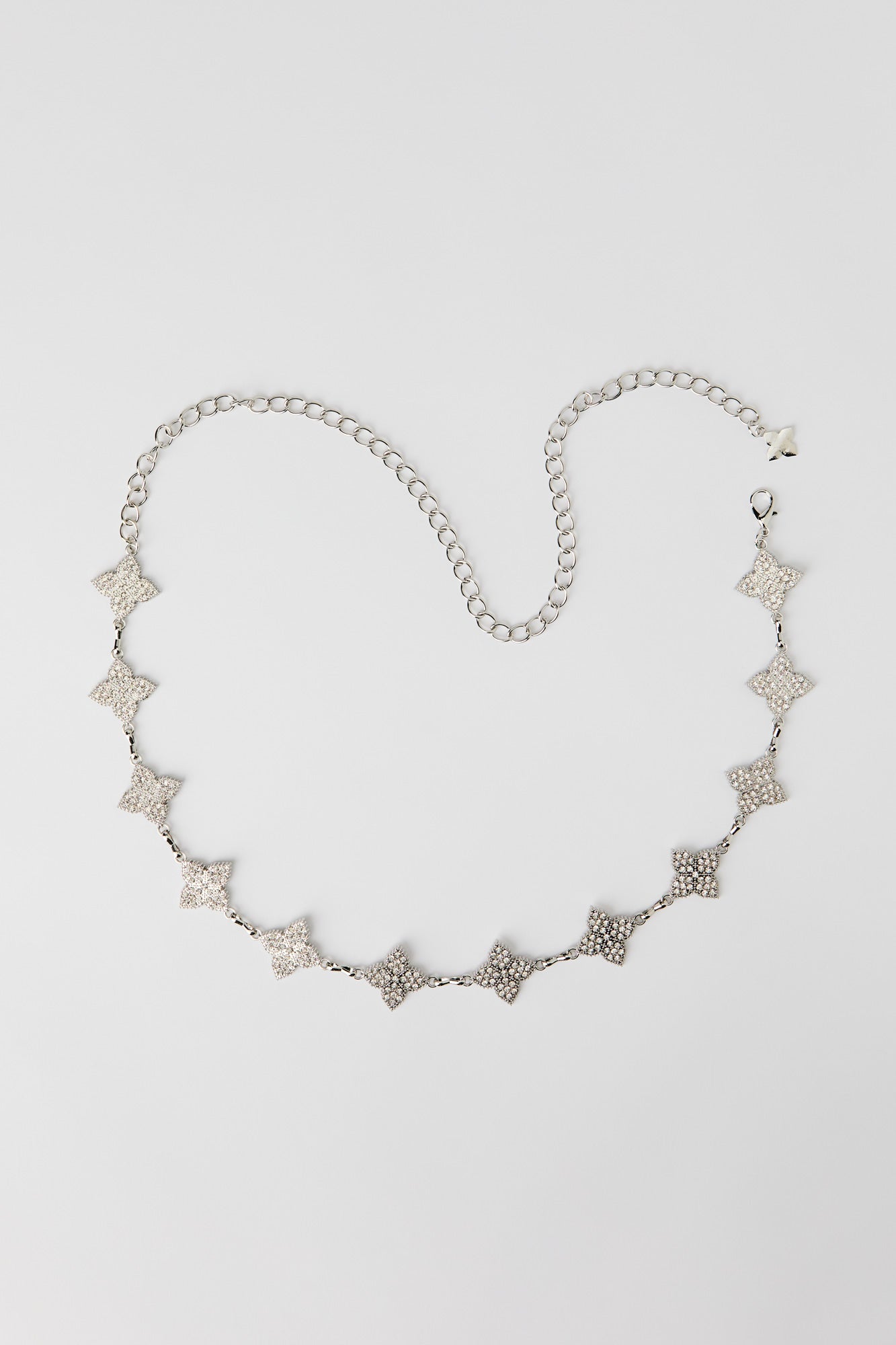 Rhinestone Clover Chain Belt