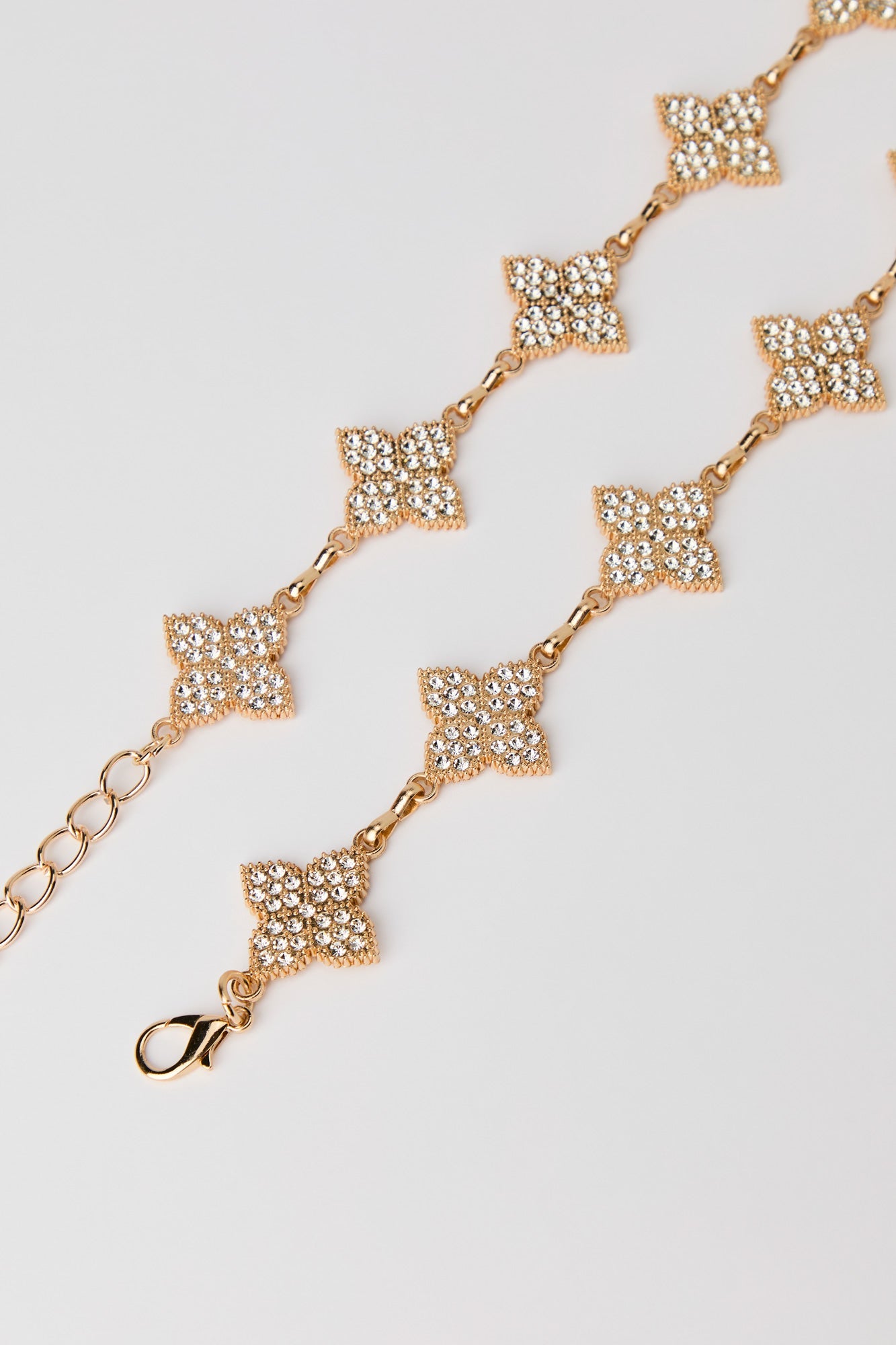 Rhinestone Clover Chain Belt