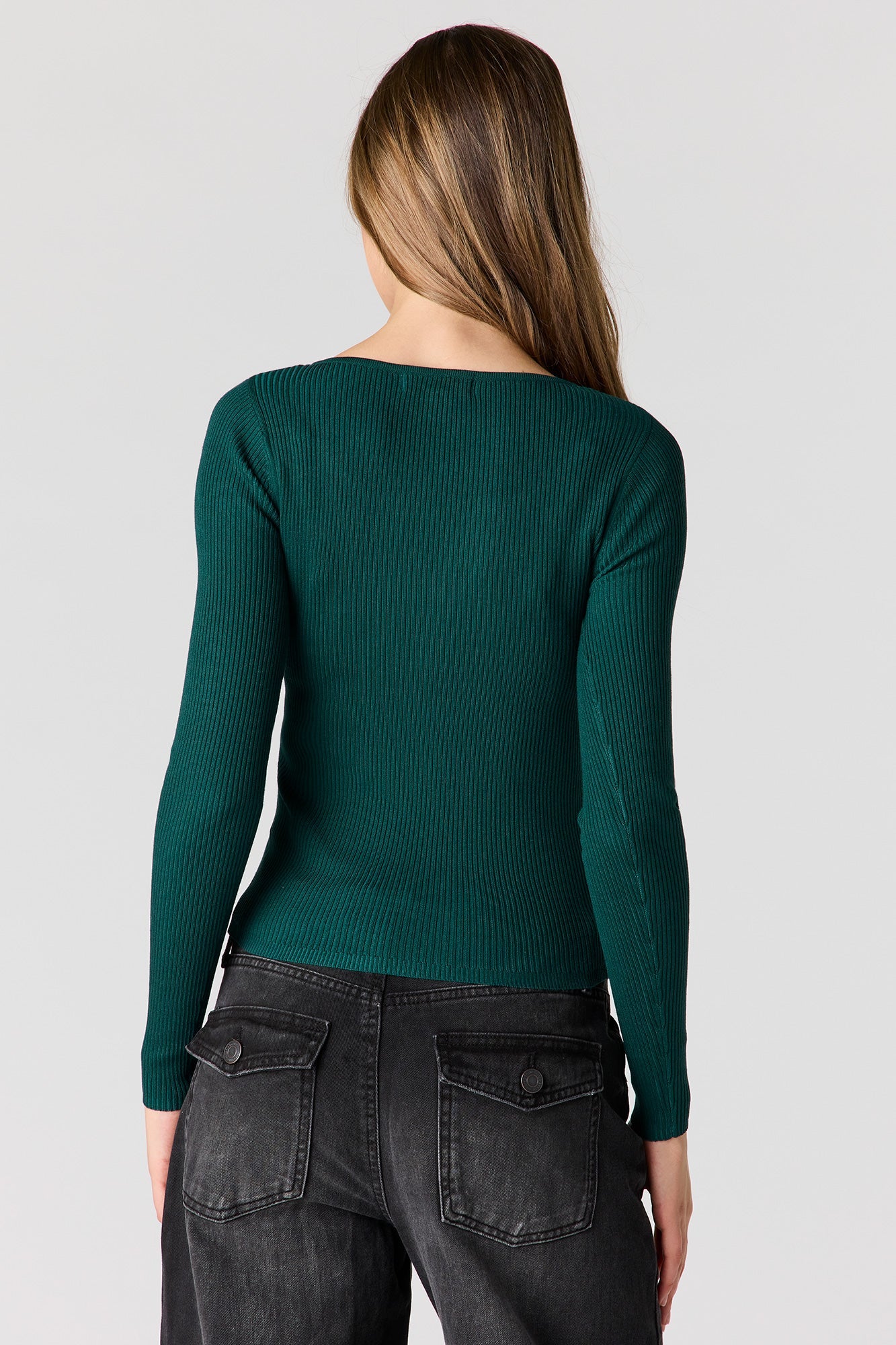 Ribbed Long Sleeve Henley Top