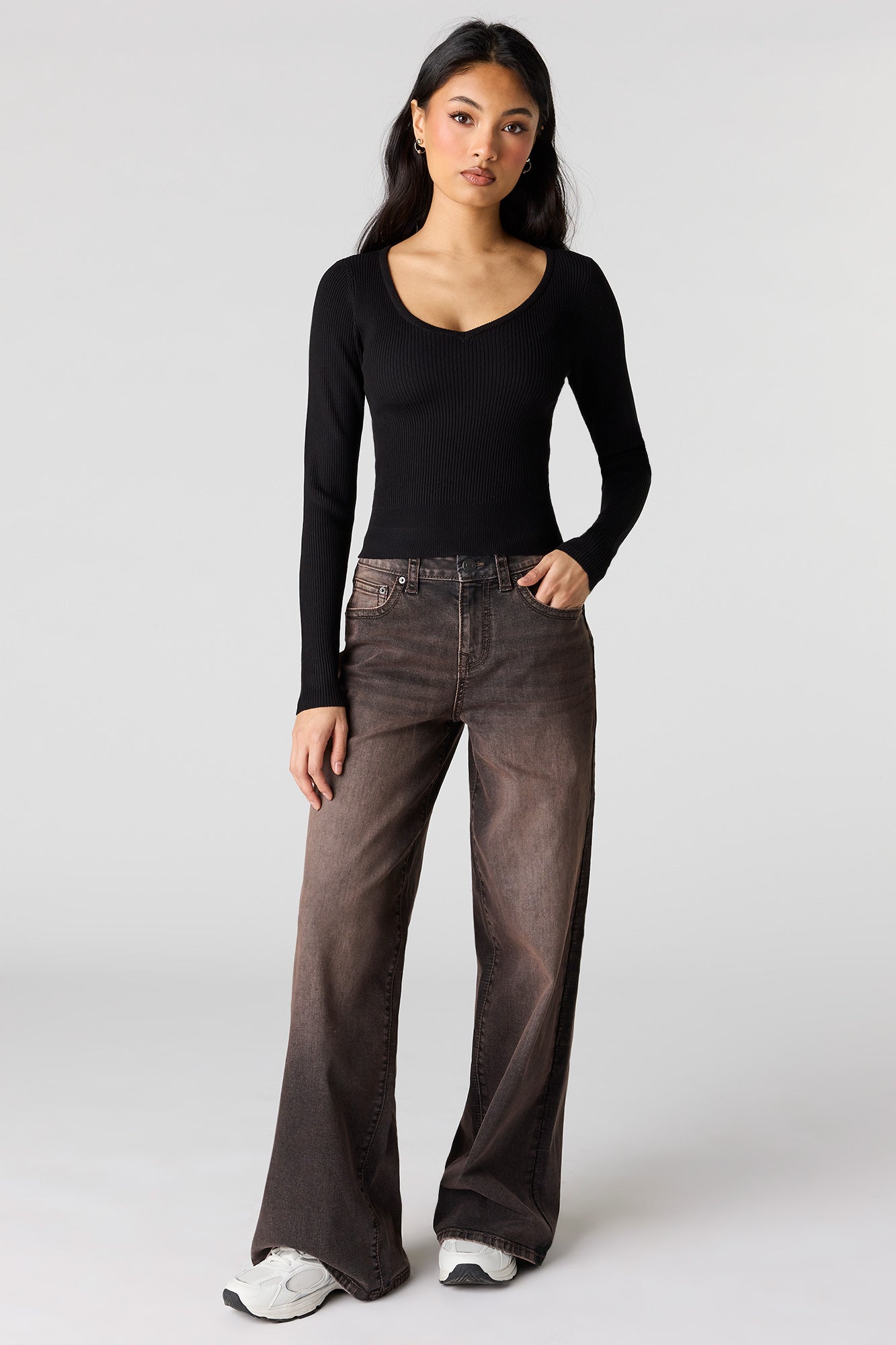 Ribbed V-Neck Sweater