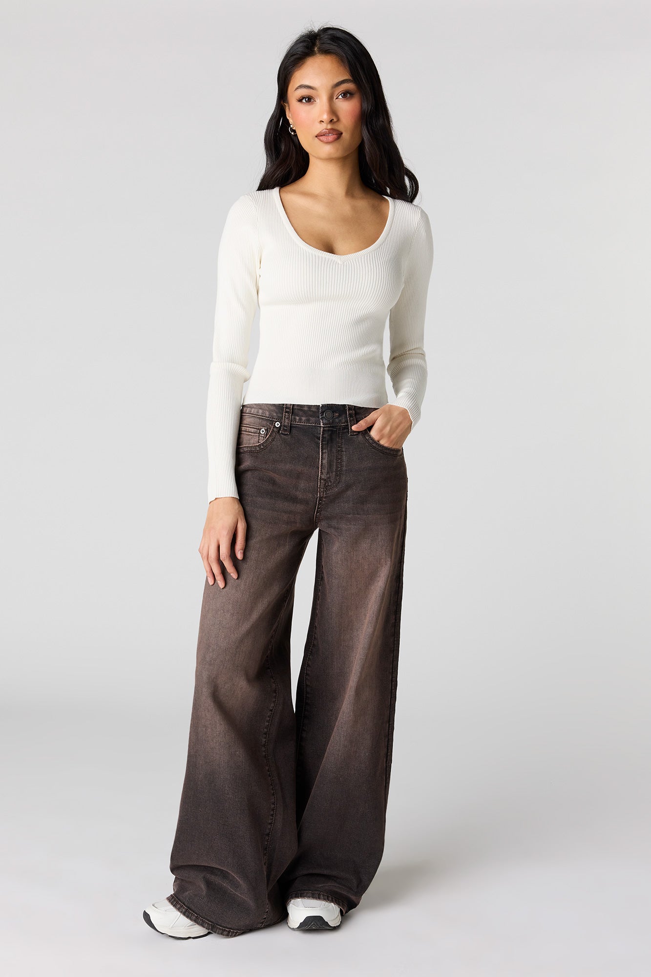 Ribbed V-Neck Sweater