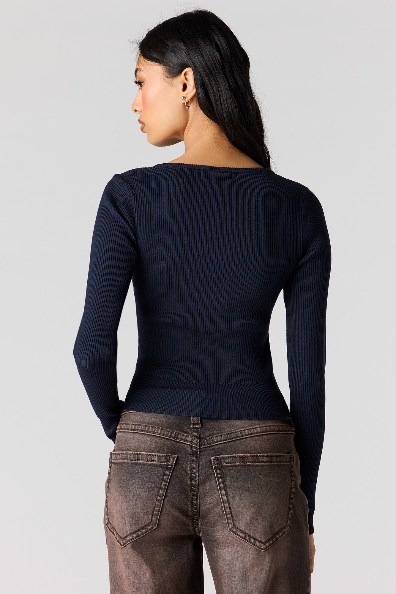 Ribbed V-Neck Sweater