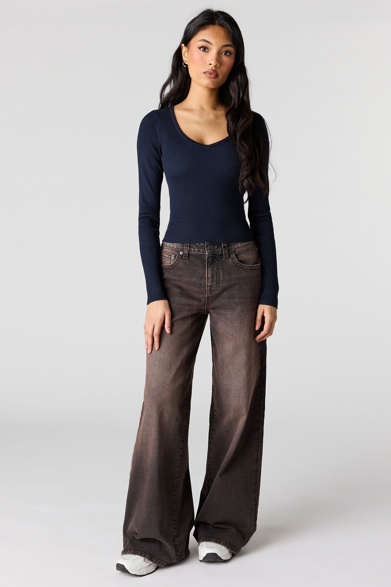 Ribbed V-Neck Sweater