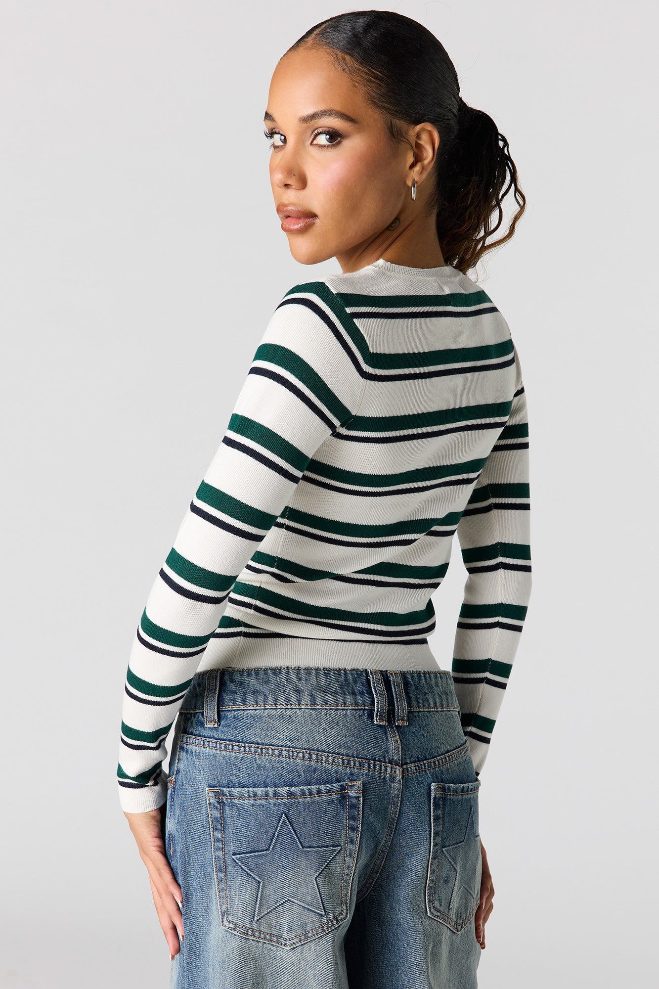 Striped Ribbed Knit Sweater