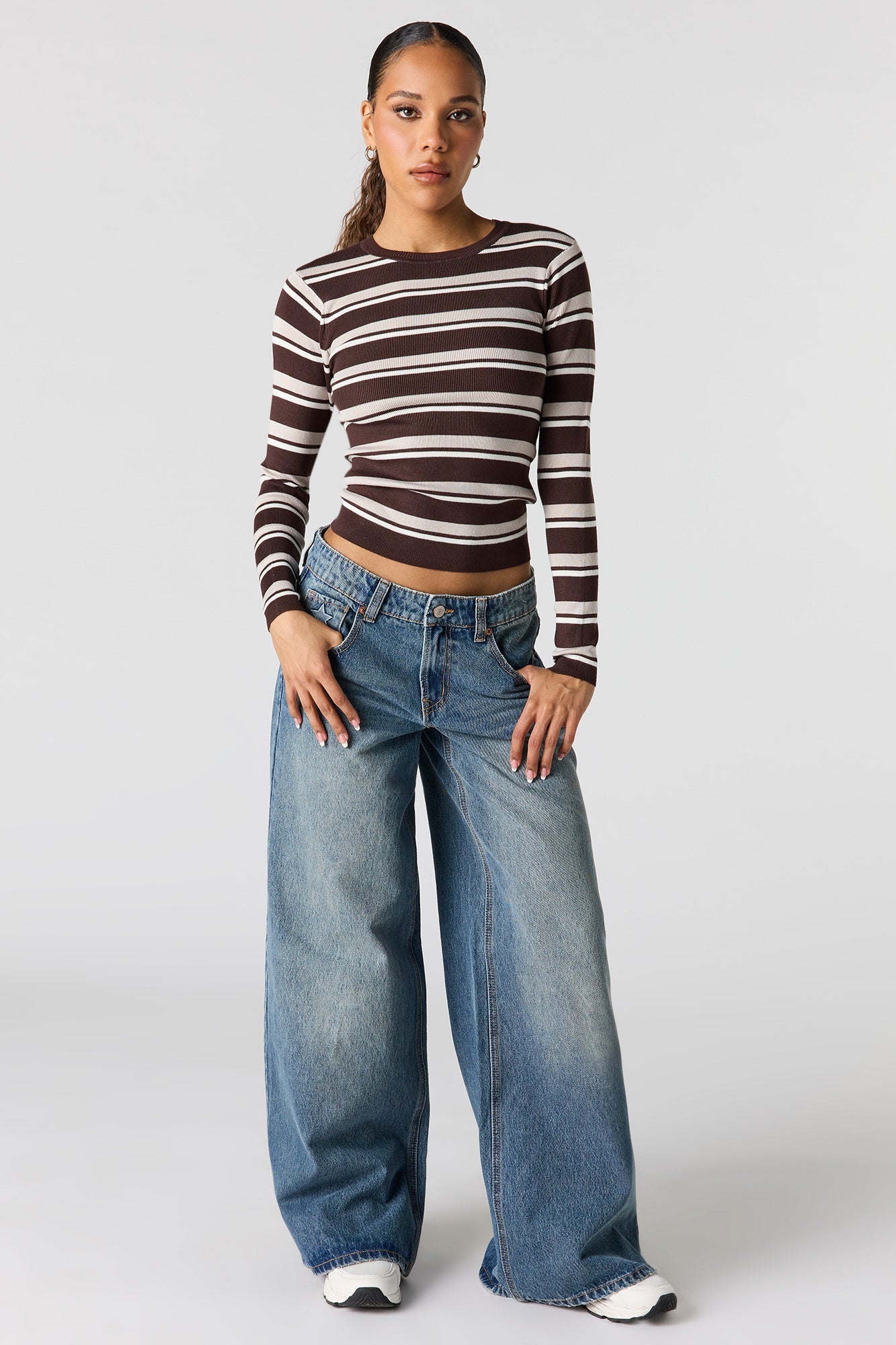 Striped Ribbed Knit Sweater