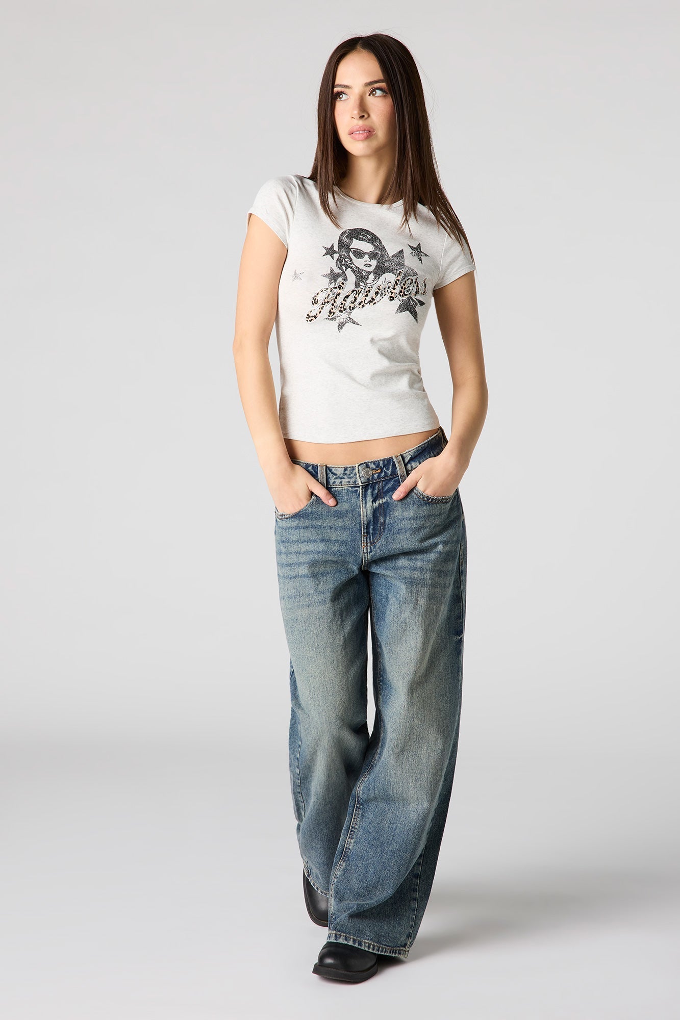 Graphic Ribbed Fitted T-Shirt