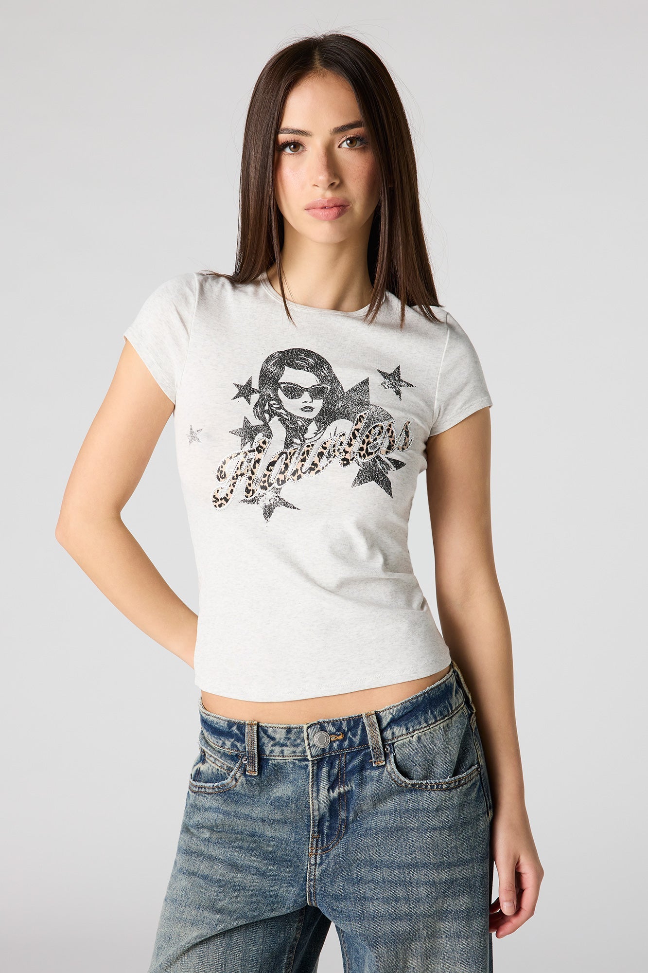 Graphic Ribbed Fitted T-Shirt