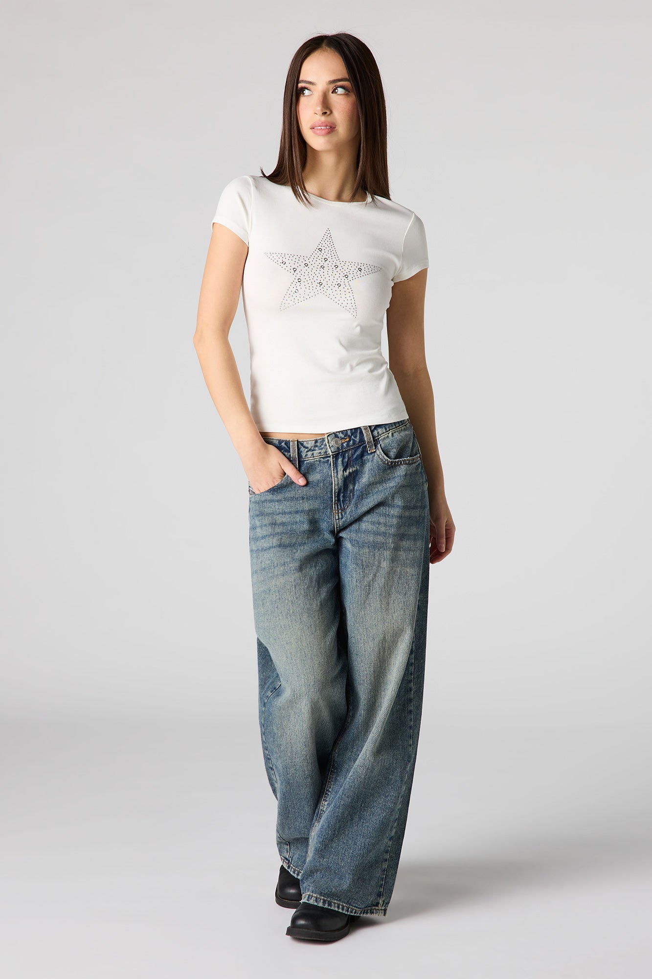 Graphic Ribbed Fitted T-Shirt