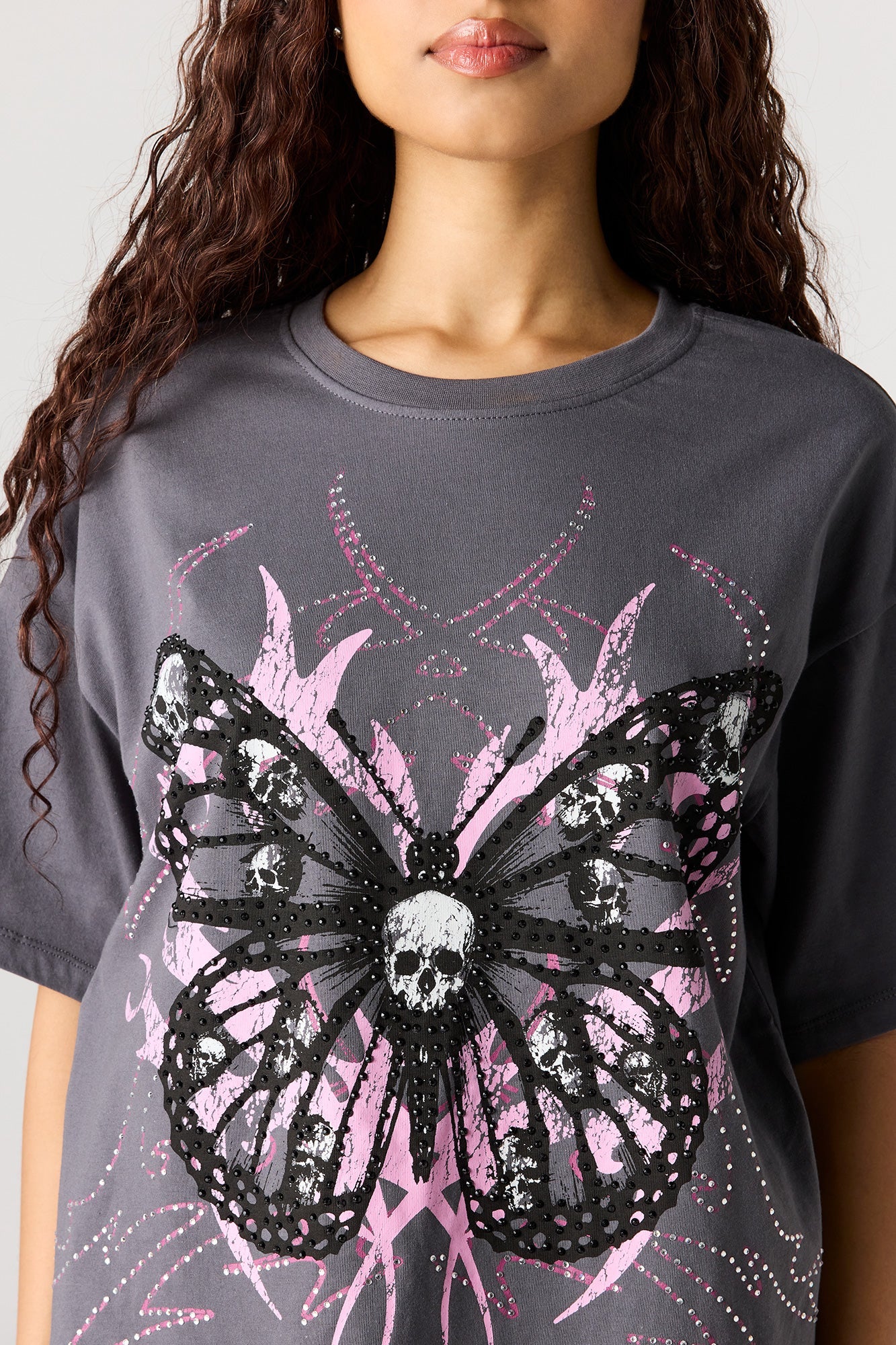 Rhinestone Graphic Boyfriend T-Shirt