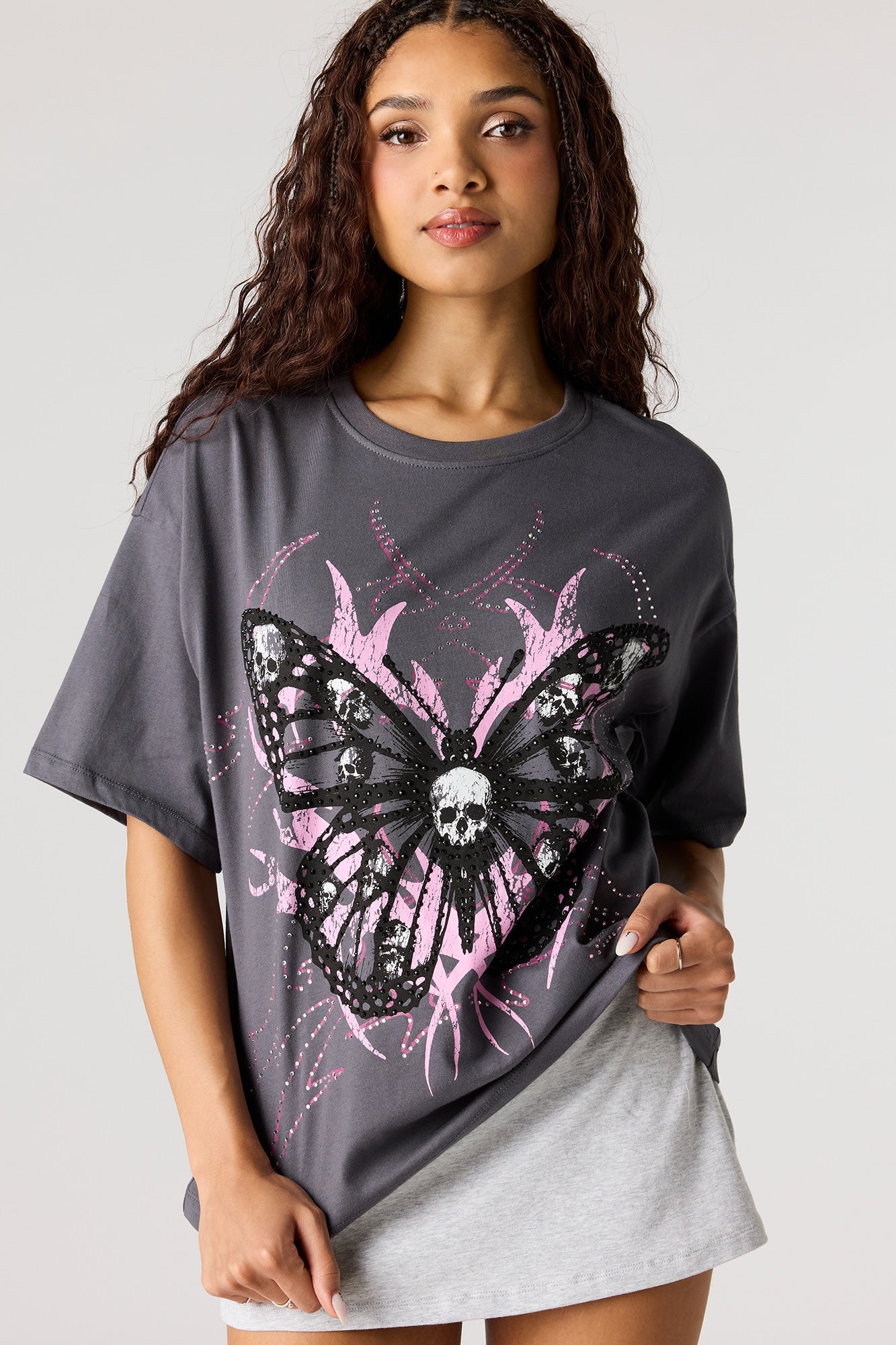 Rhinestone Graphic Boyfriend T-Shirt