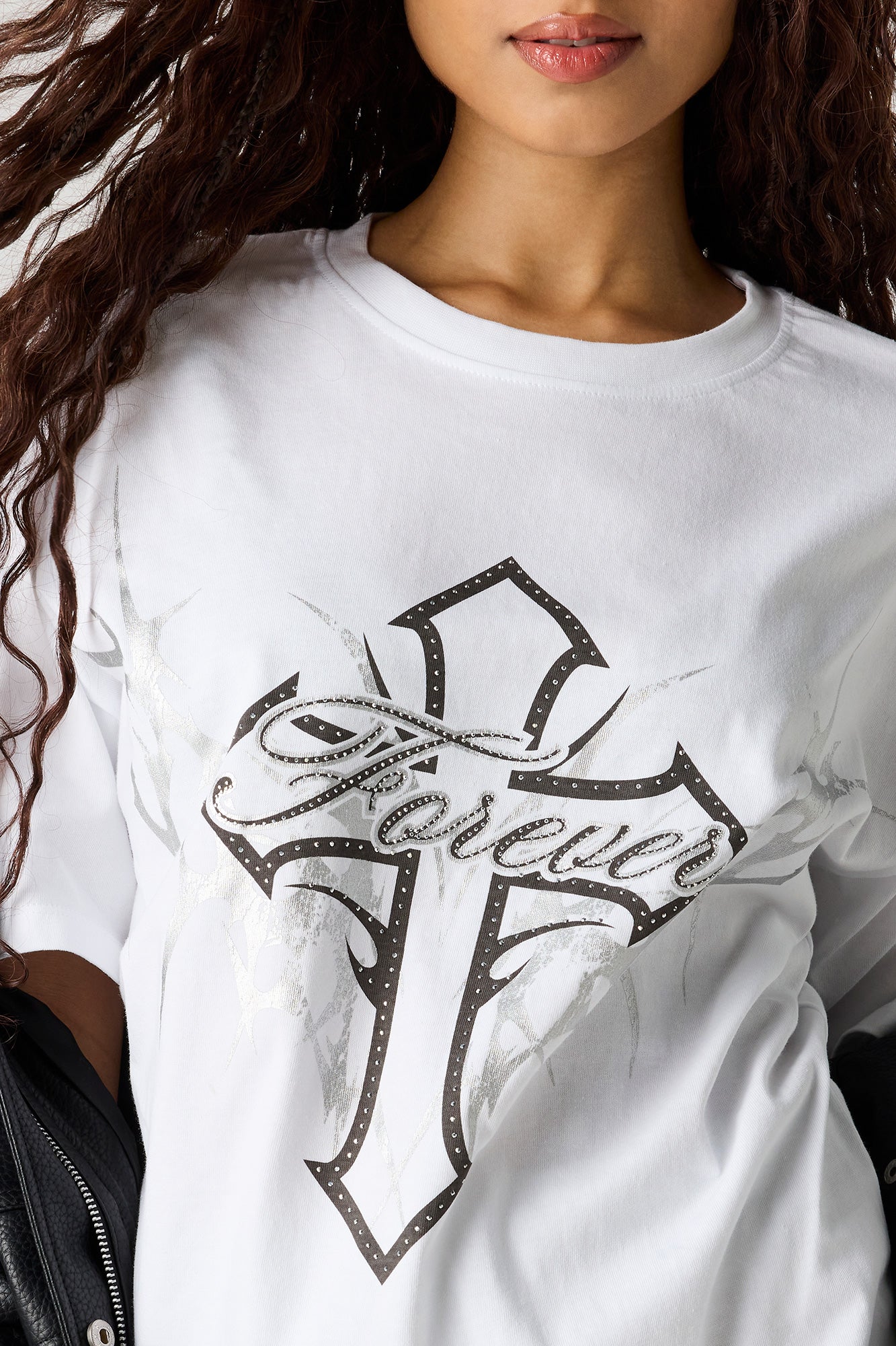 Rhinestone Graphic Boyfriend T-Shirt