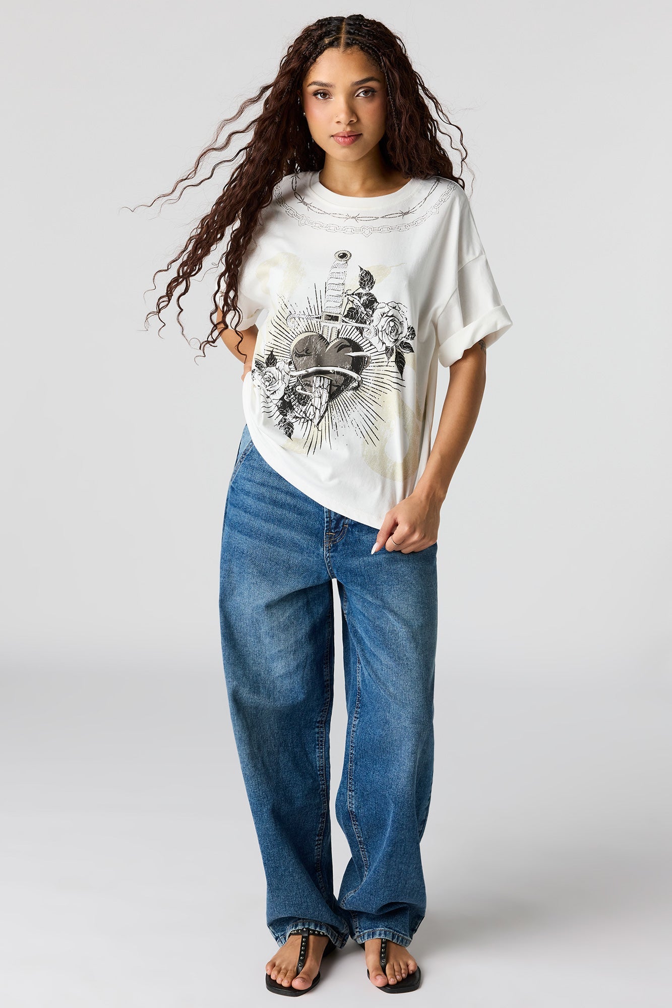 Rhinestone Graphic Boyfriend T-Shirt