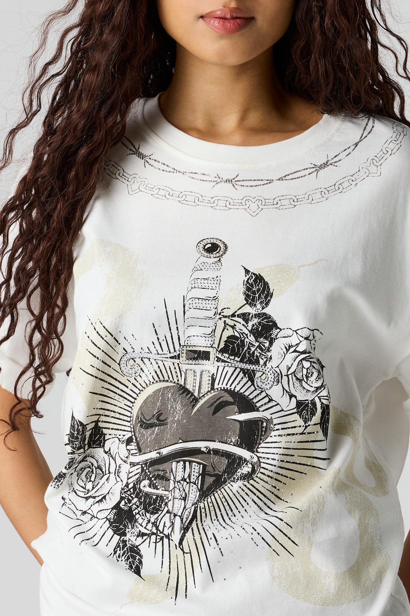 Rhinestone Graphic Boyfriend T-Shirt