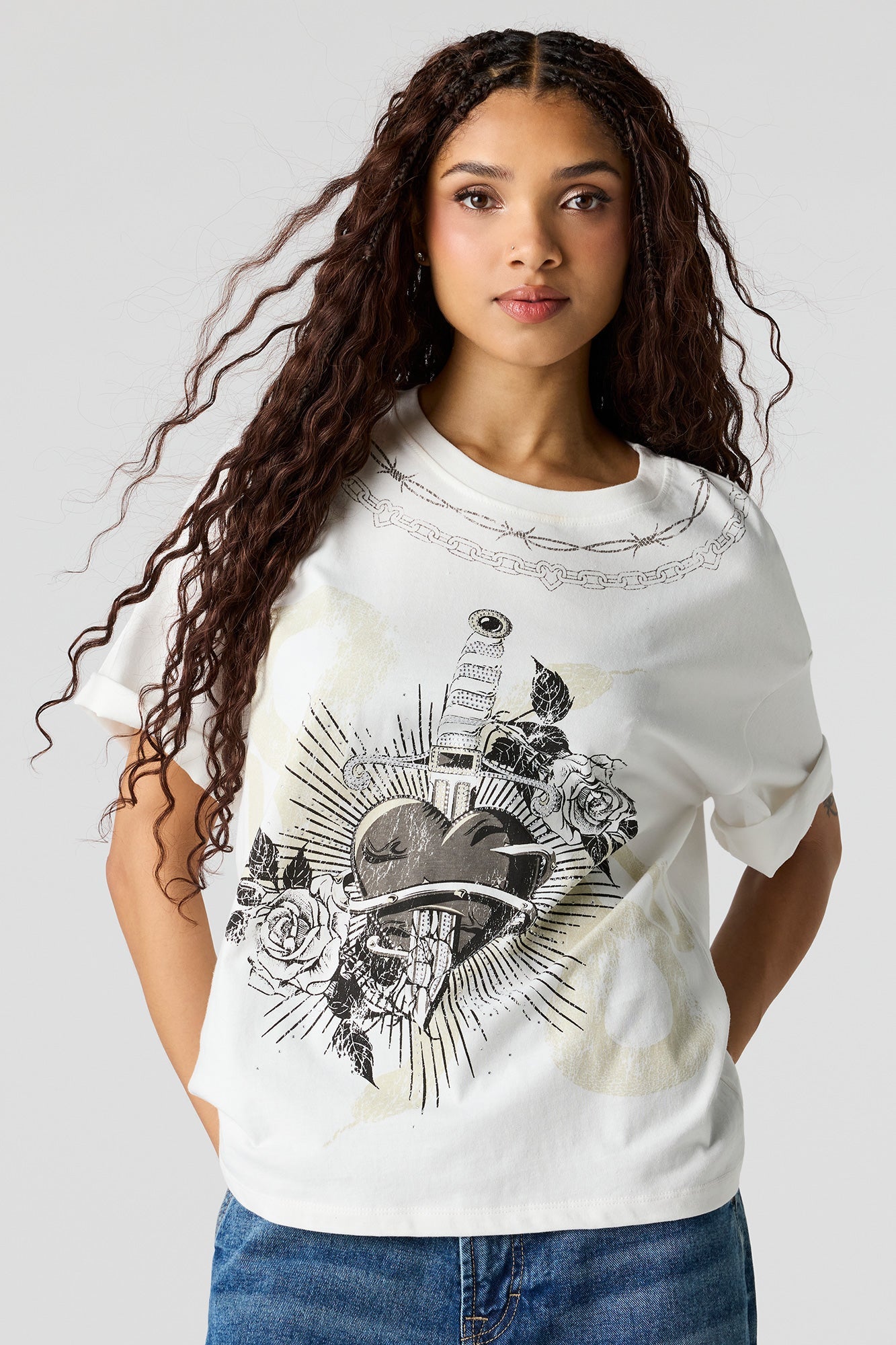 Rhinestone Graphic Boyfriend T-Shirt