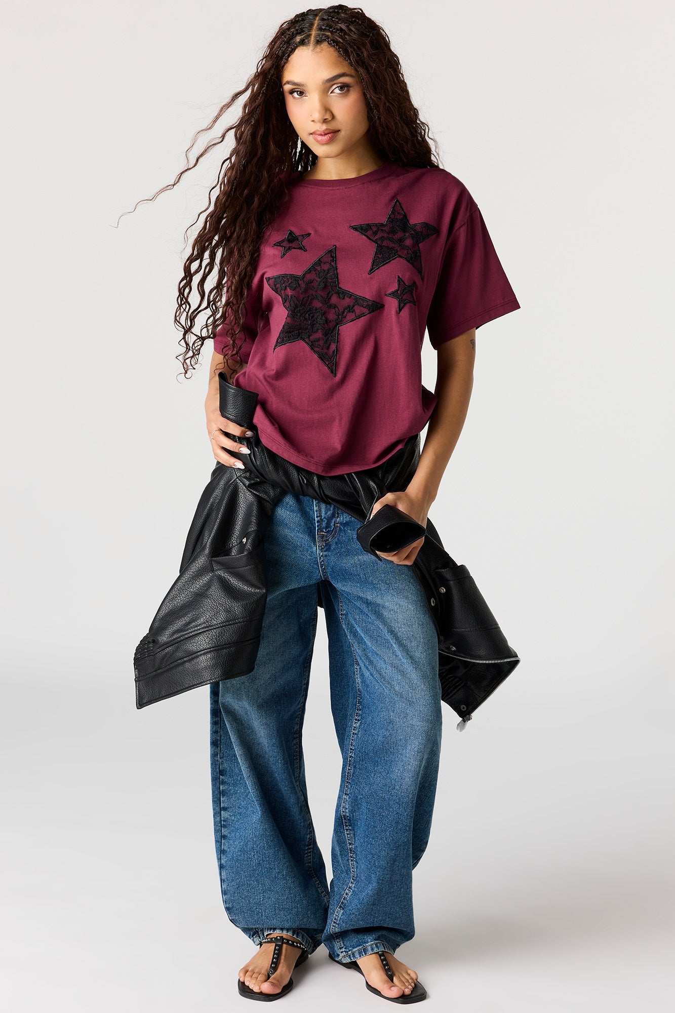 Rhinestone Graphic Boyfriend T-Shirt
