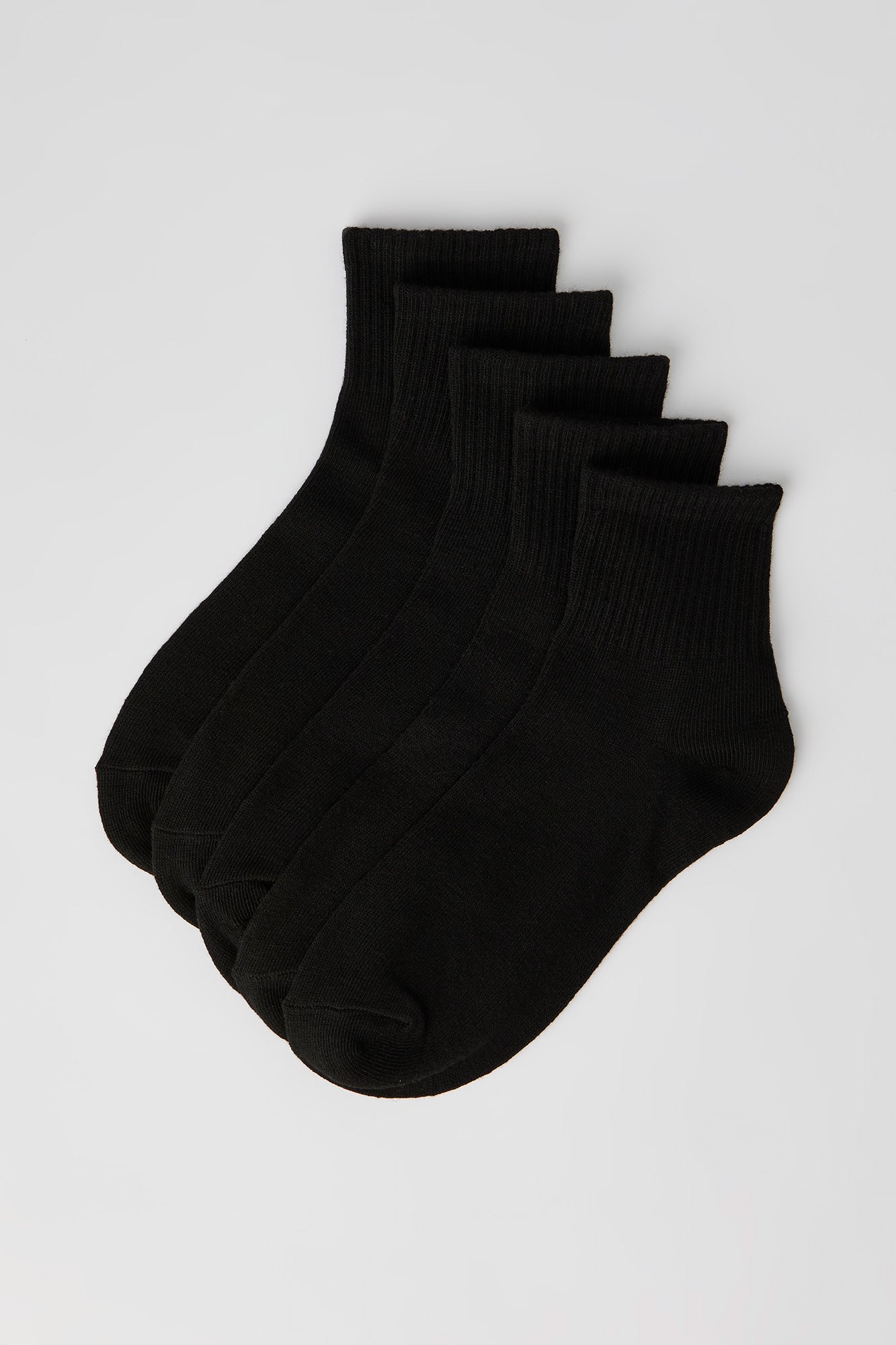 Ribbed Cuff Quarter Socks (5 Pack)