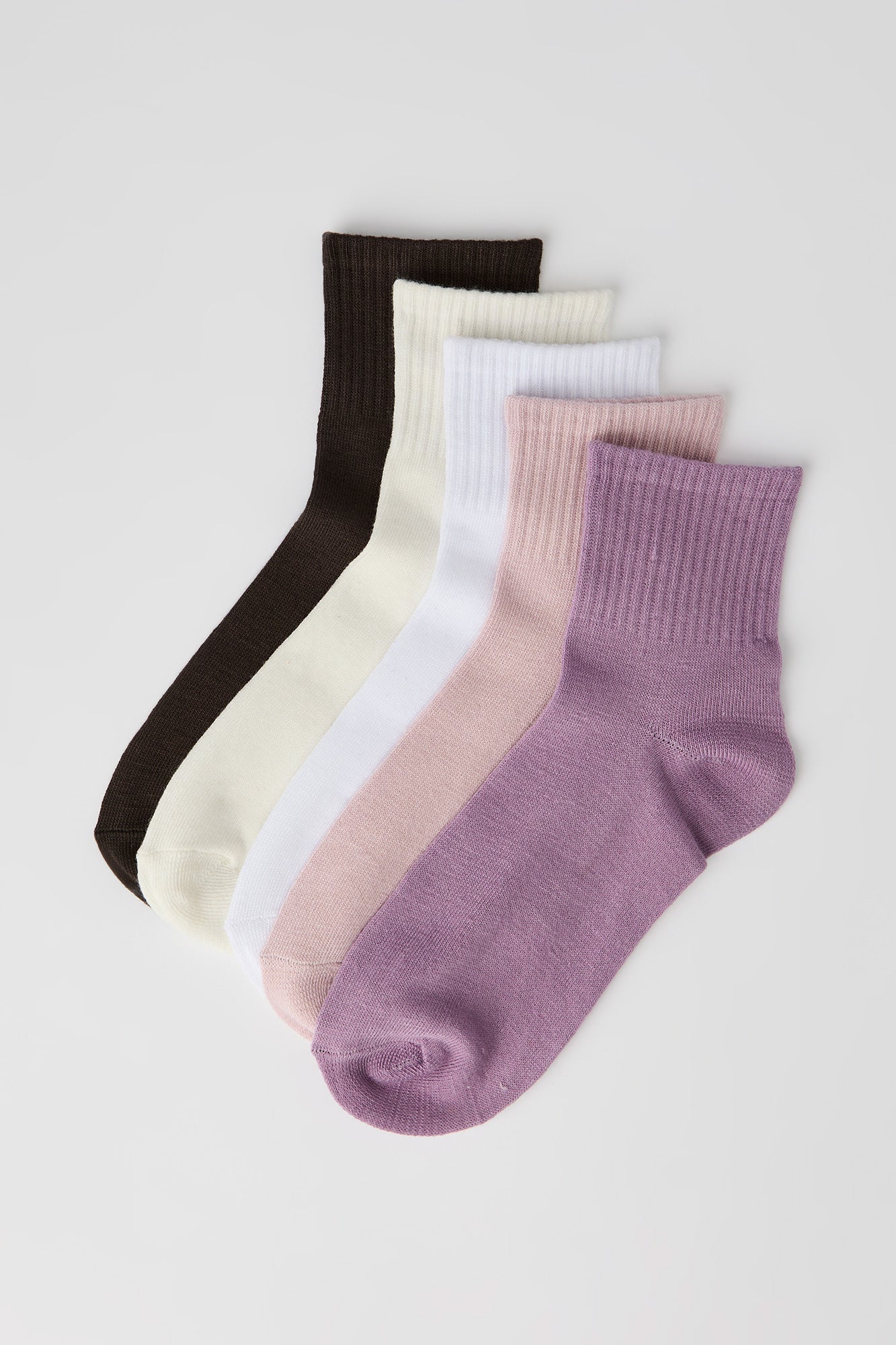 Ribbed Cuff Quarter Socks (5 Pack)
