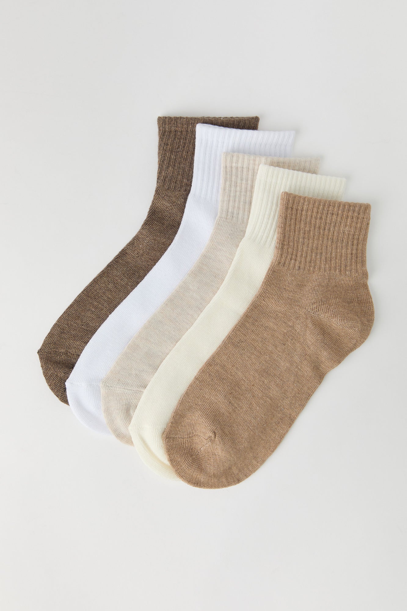 Ribbed Cuff Quarter Socks (5 Pack)