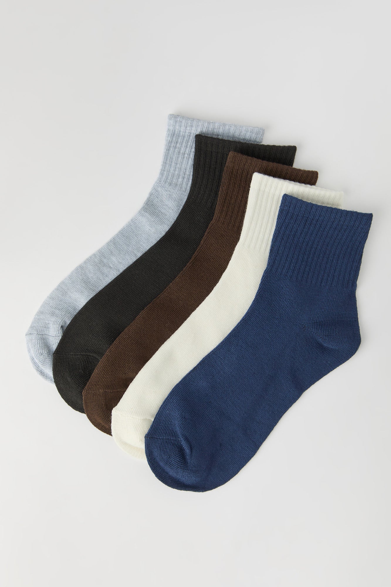 Ribbed Cuff Quarter Socks (5 Pack)