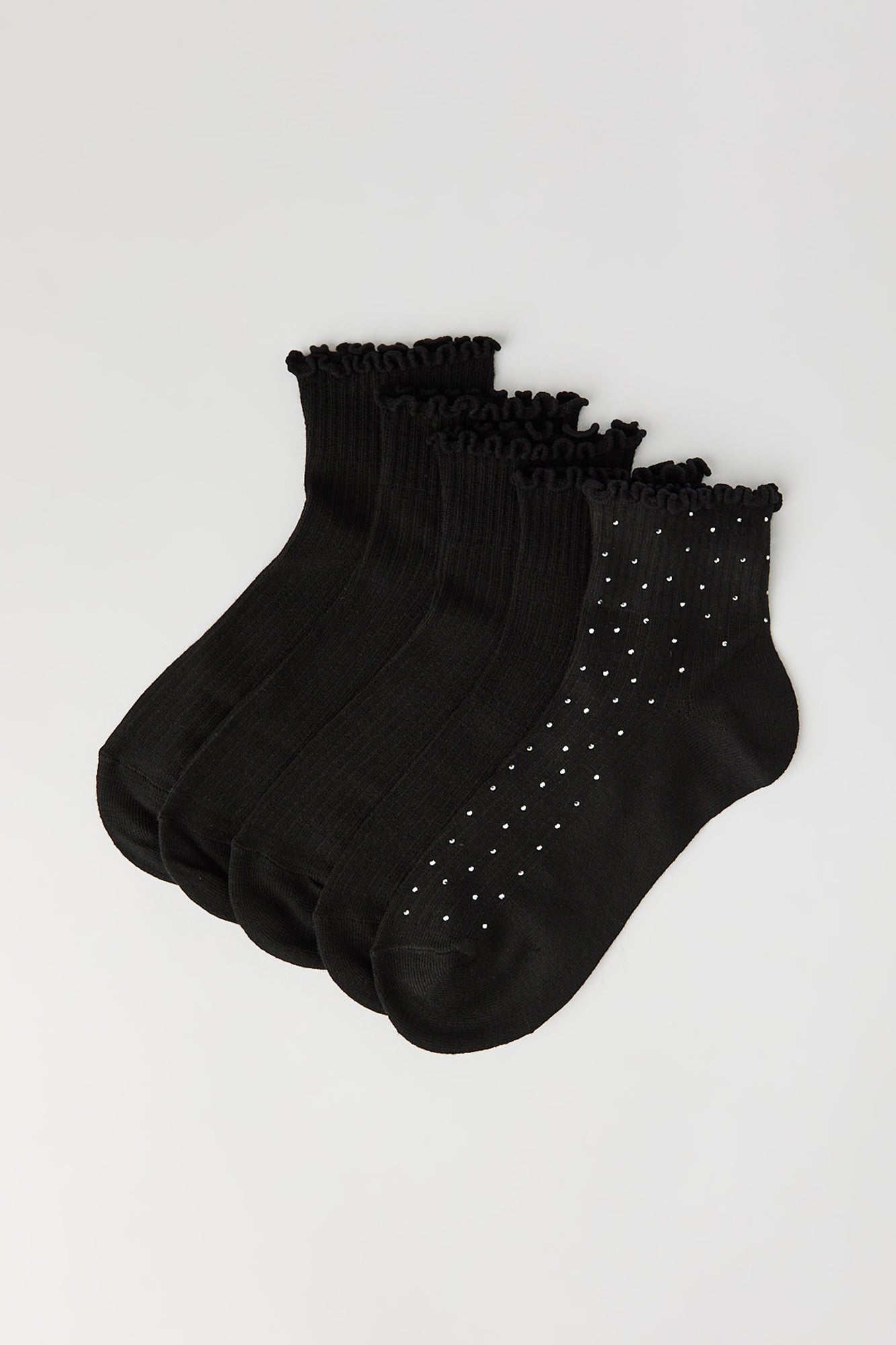 Rhinestone Ruffle Socks (5 Pack)