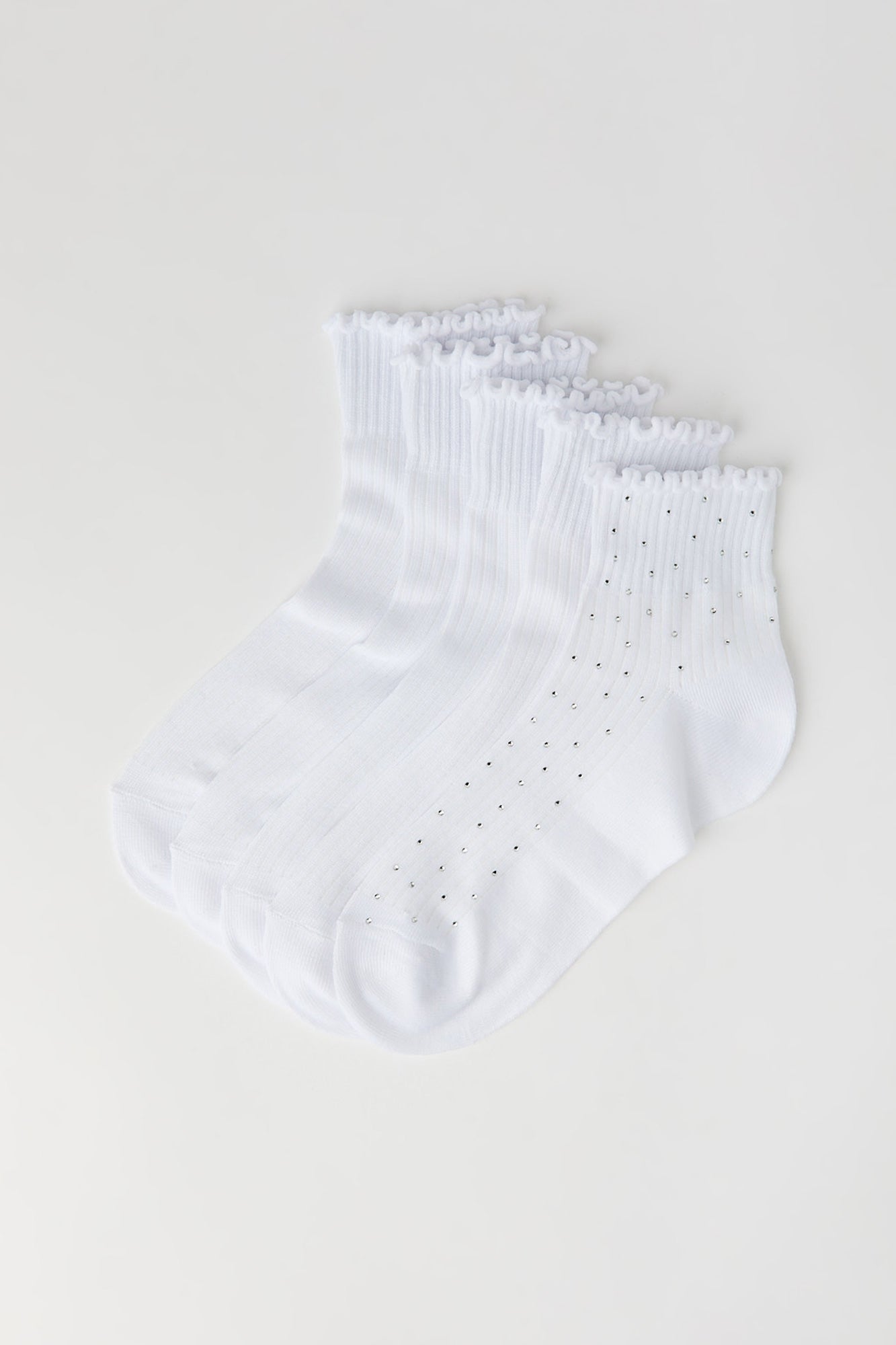 Rhinestone Ruffle Socks (5 Pack)