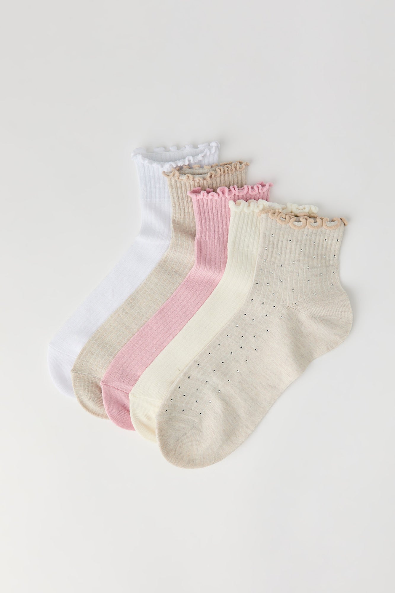Rhinestone Ruffle Socks (5 Pack)