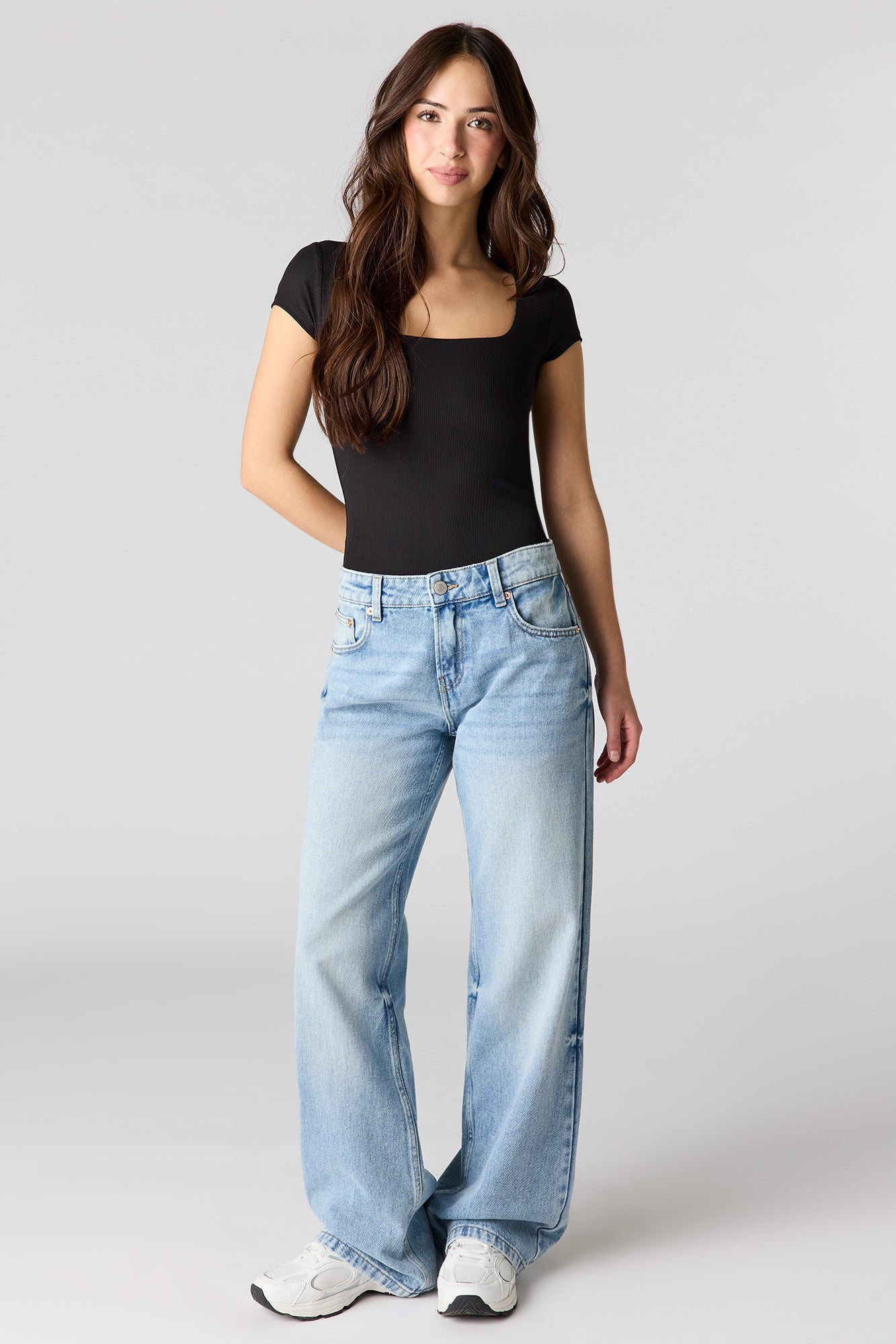 Ribbed Contour Square Neck Bodysuit