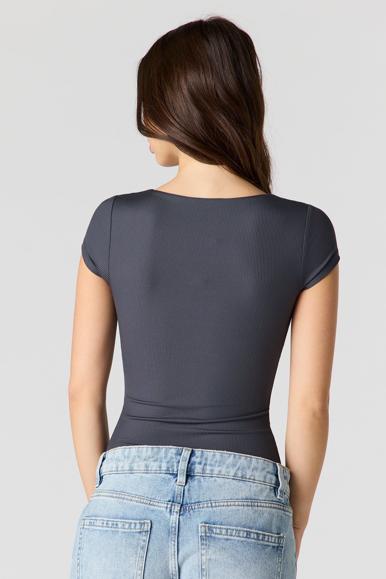 Ribbed Contour Square Neck Bodysuit