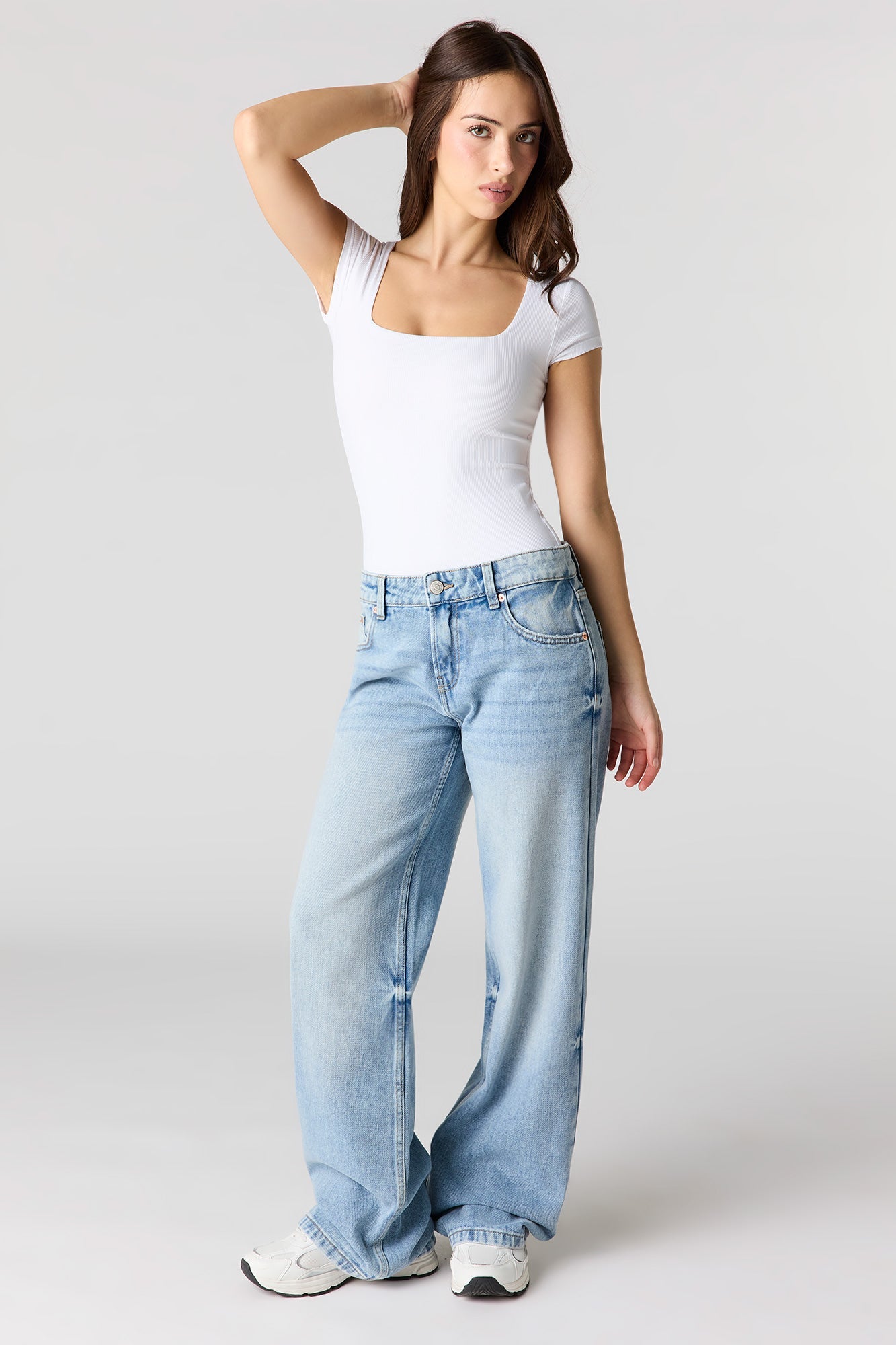 Ribbed Contour Square Neck Bodysuit
