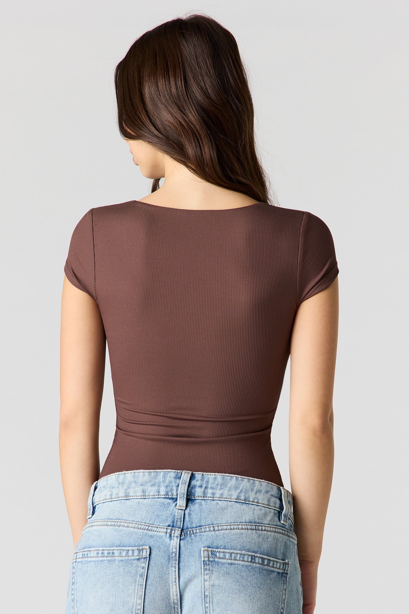 Ribbed Contour Square Neck Bodysuit