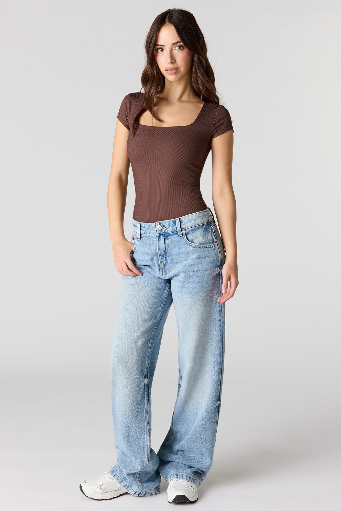 Ribbed Contour Square Neck Bodysuit