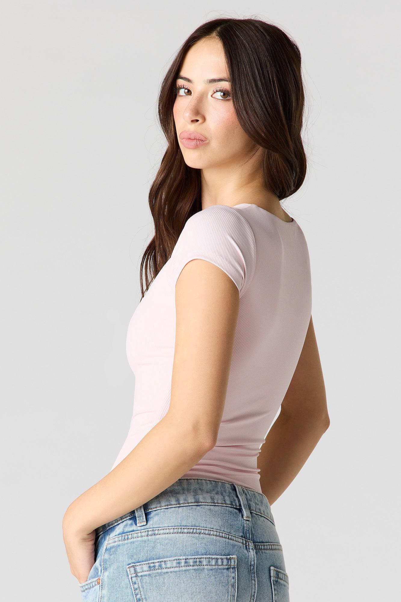 Ribbed Contour Square Neck Bodysuit
