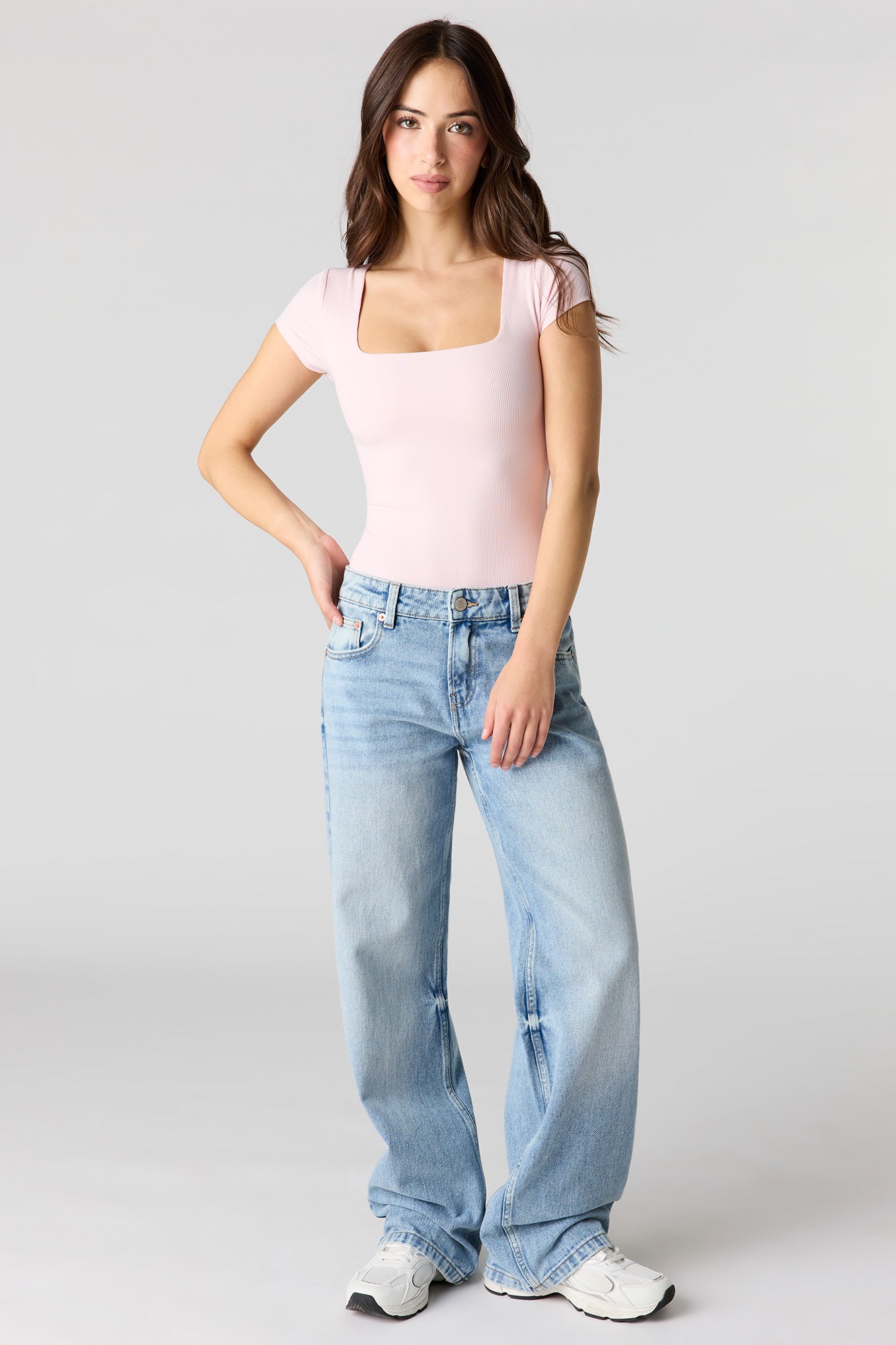 Ribbed Contour Square Neck Bodysuit