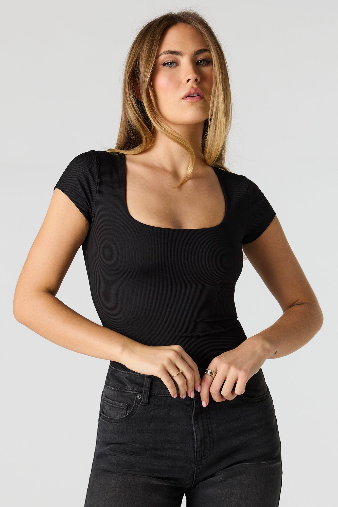 Contour Ribbed Square Neck Bodysuit