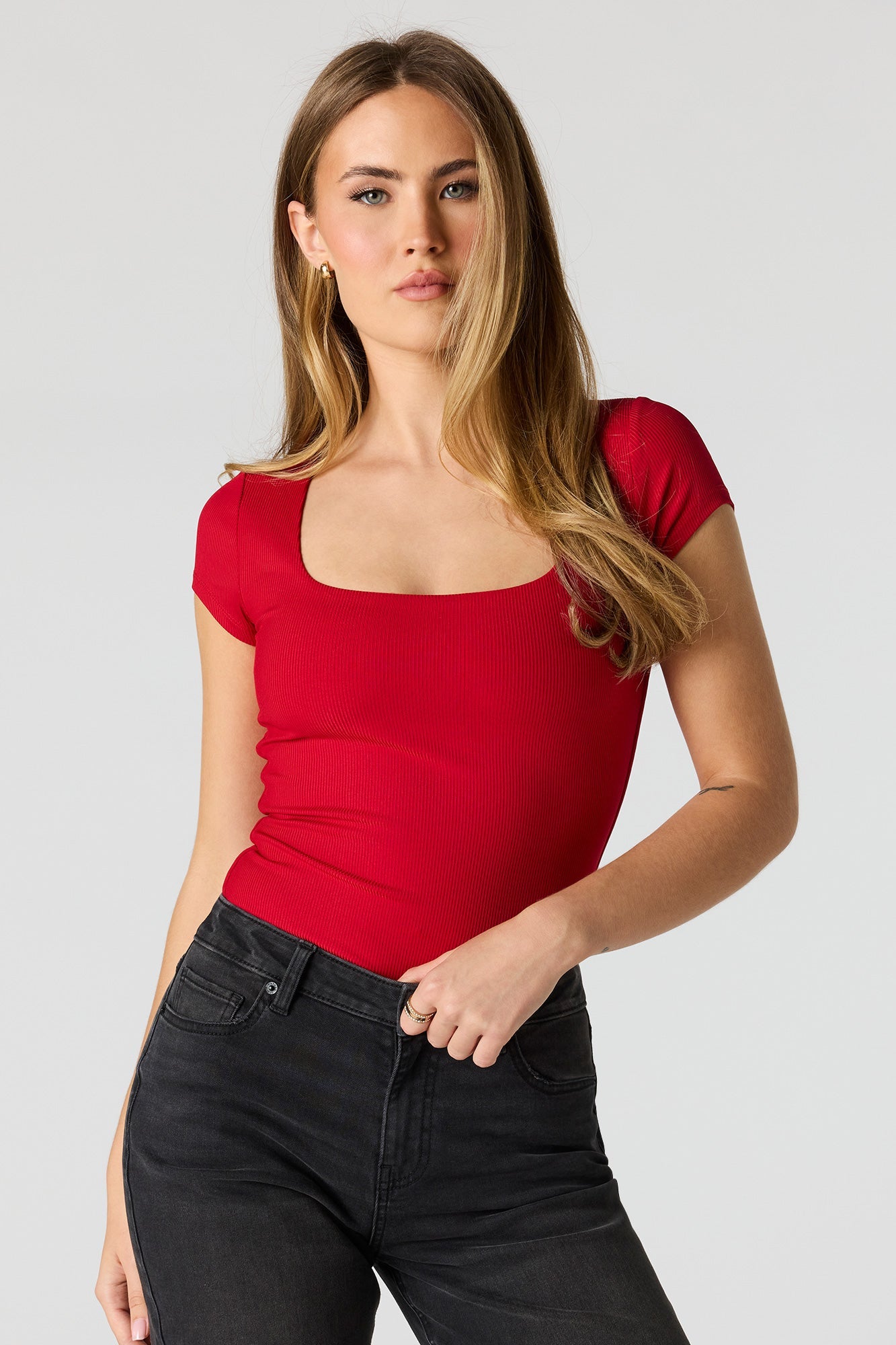 Contour Ribbed Square Neck Bodysuit