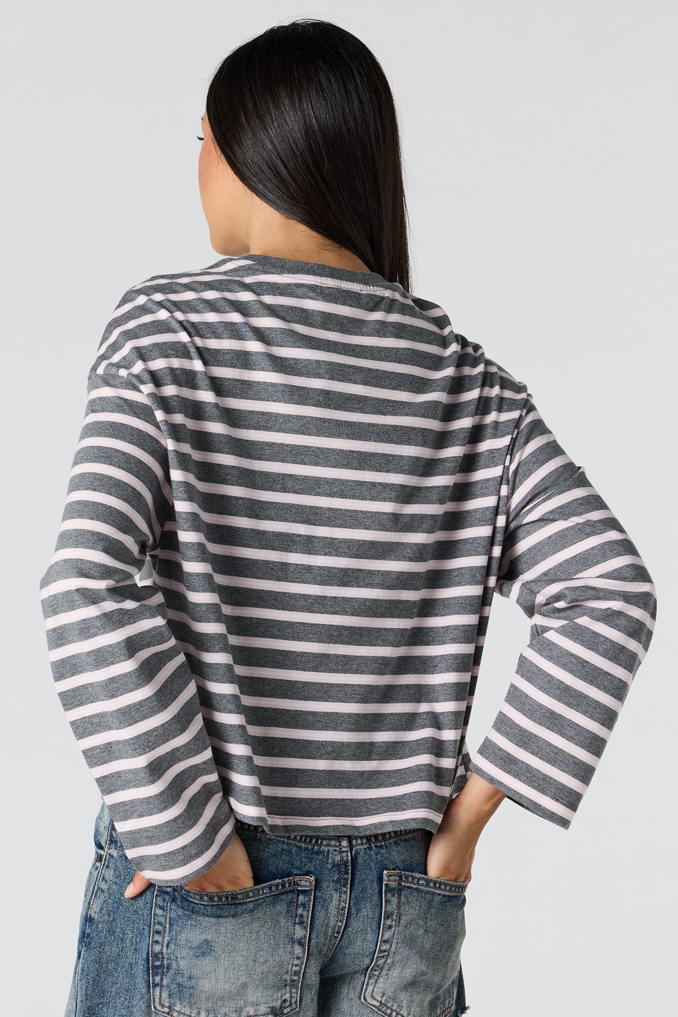 Striped Boxy Long Sleeve Top