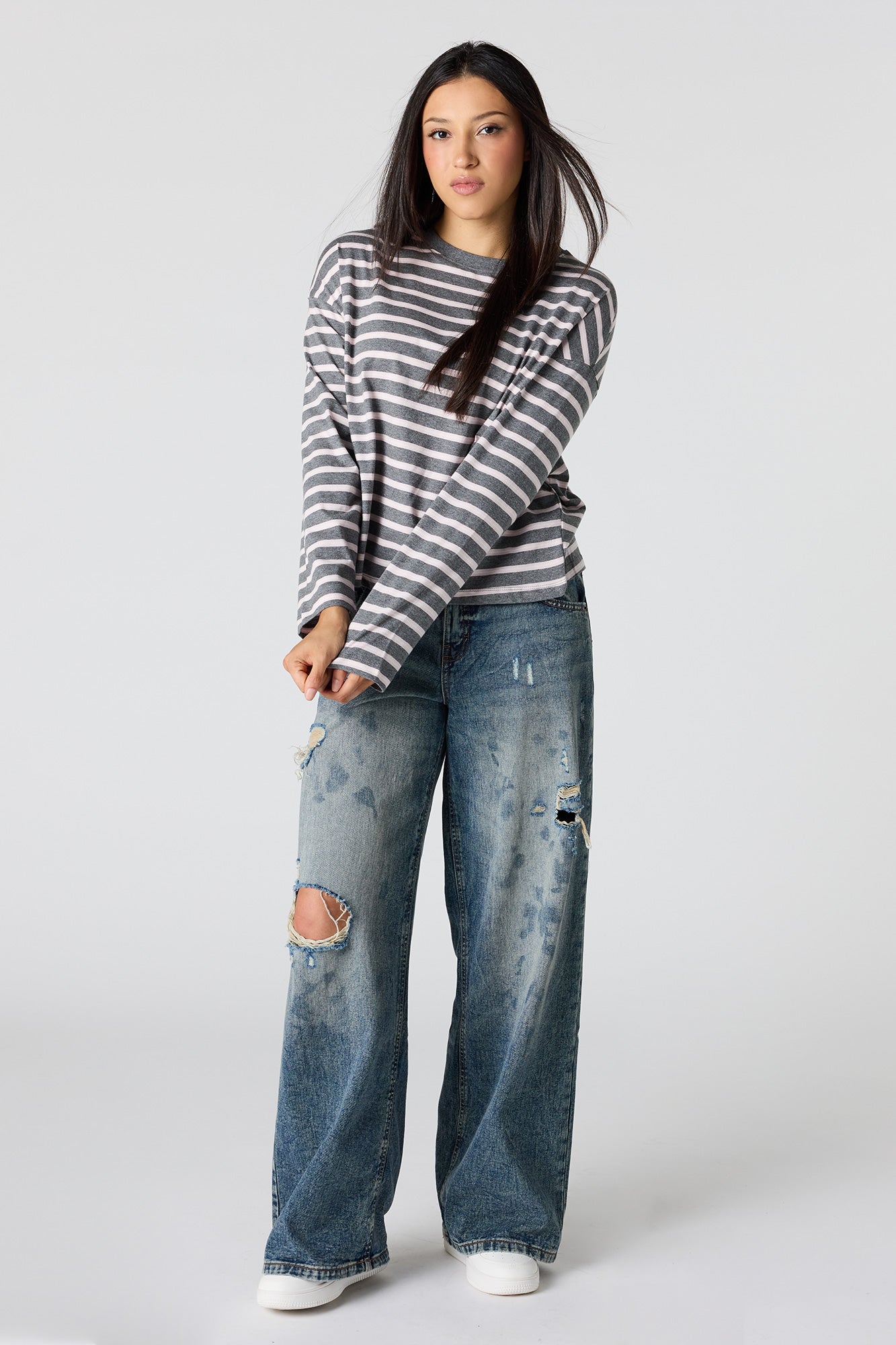 Striped Boxy Long Sleeve Top